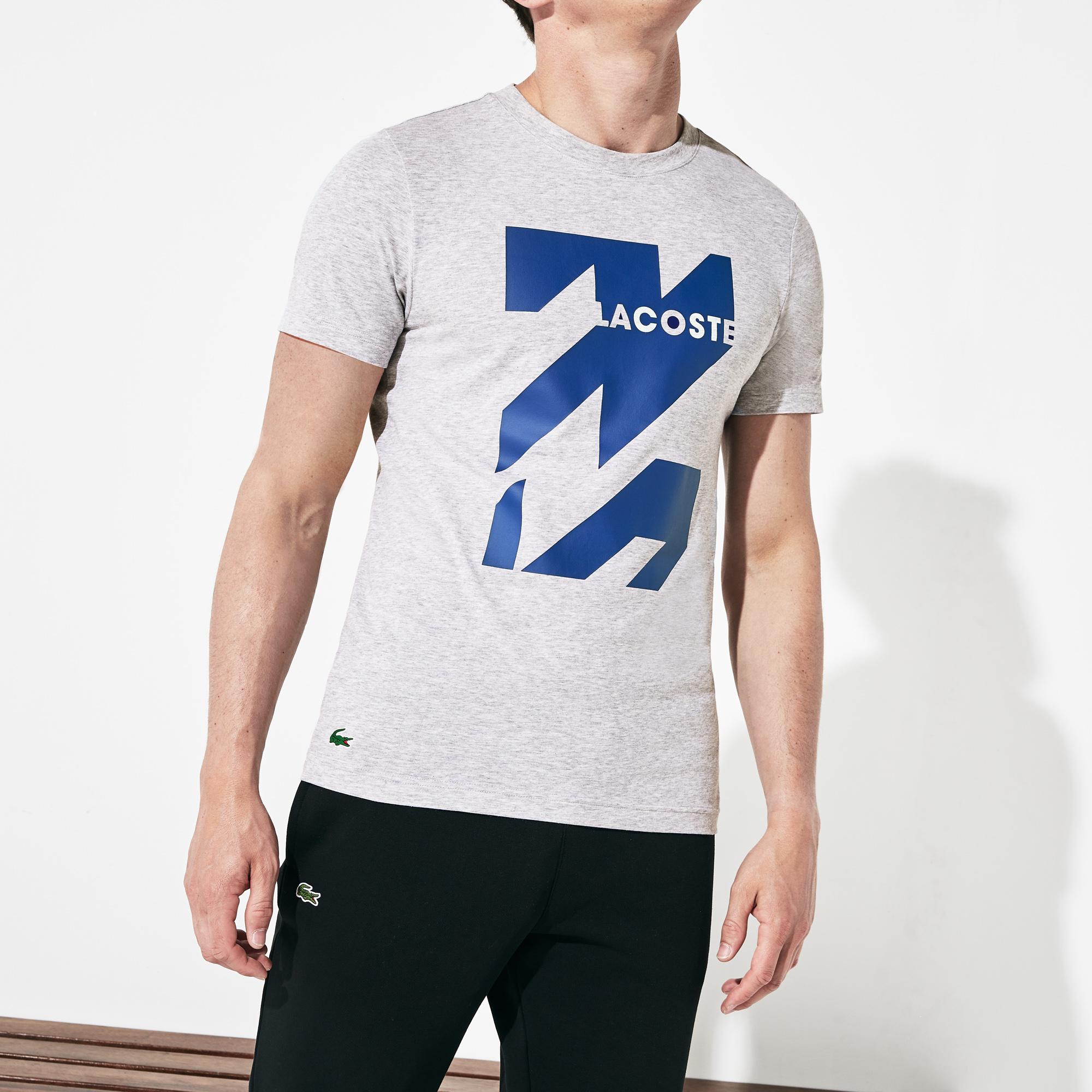 Lacoste Lacoste Sport Erkek Gri Baskılı T-Shirt. 4