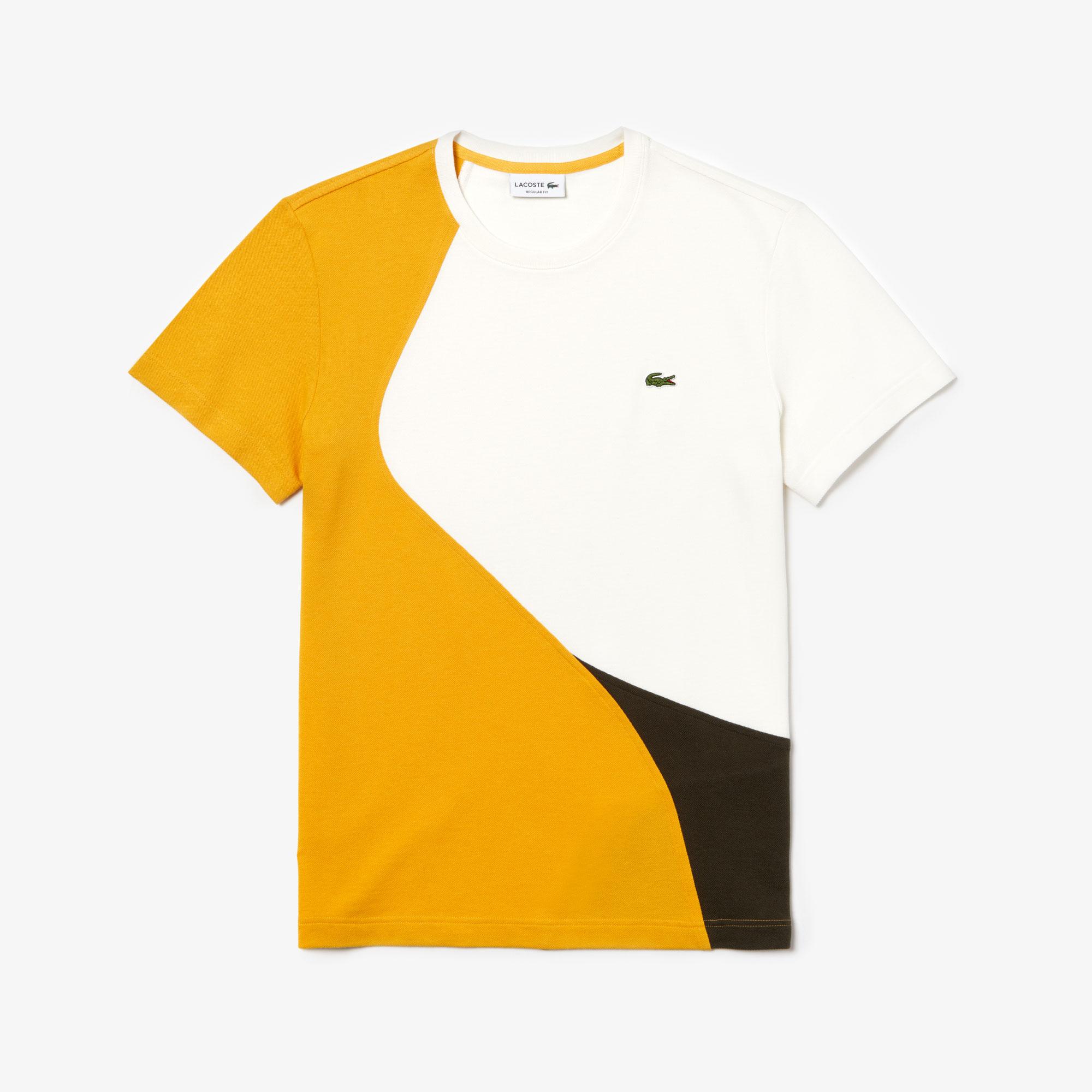 Lacoste Lacoste Erkek Regular Fit Blok Desenli Sarı T-Shirt. 5