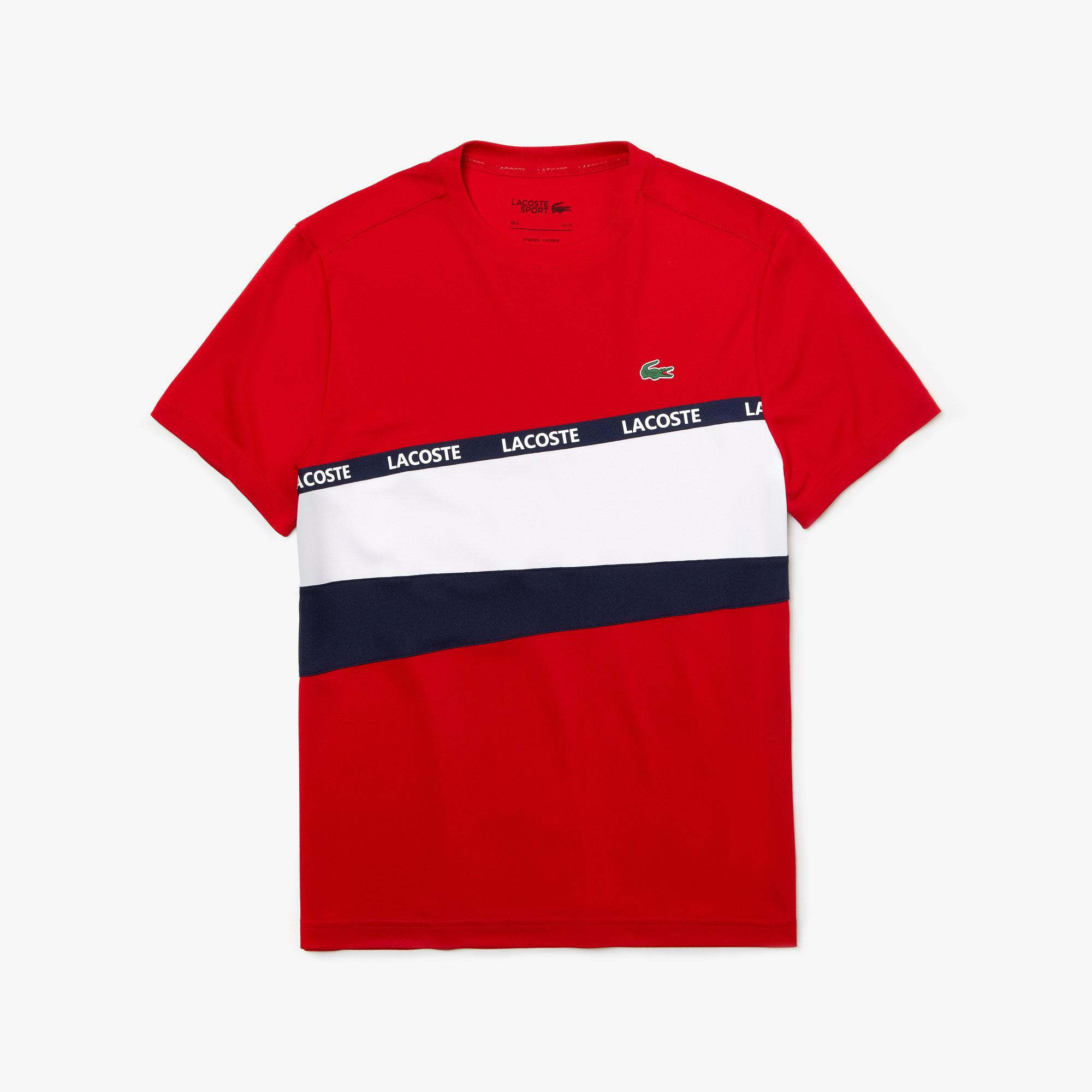 Lacoste Lacoste Sport Erkek Blok Desenli Lacoste Baskılı Kırmızı T-Shirt. 4