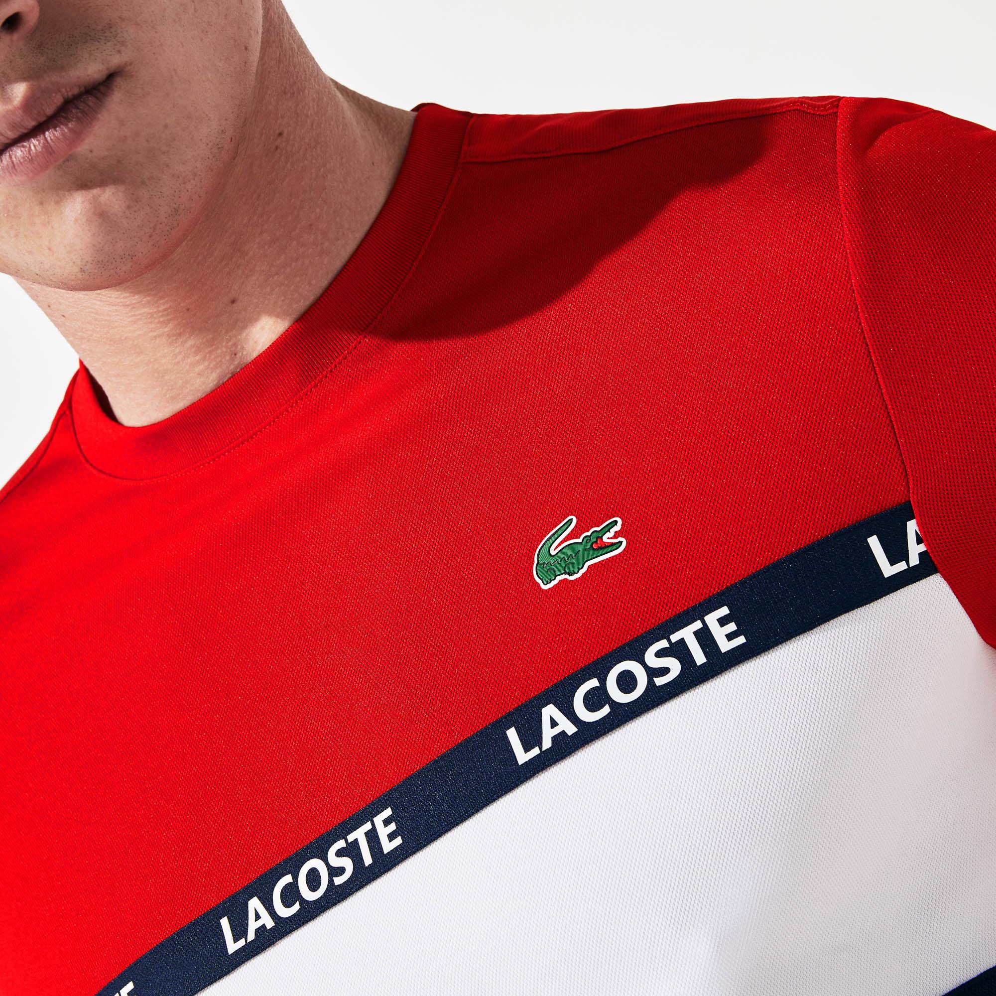 Lacoste Lacoste Sport Erkek Blok Desenli Lacoste Baskılı Kırmızı T-Shirt. 5
