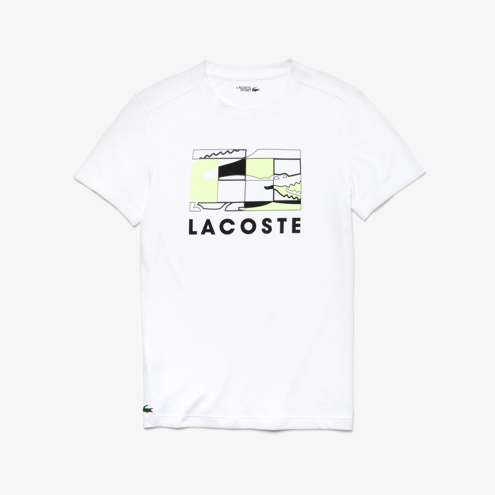 Lacoste Lacoste Sport Erkek Beyaz Lacoste Baskılı Desenli T-Shirt. 3