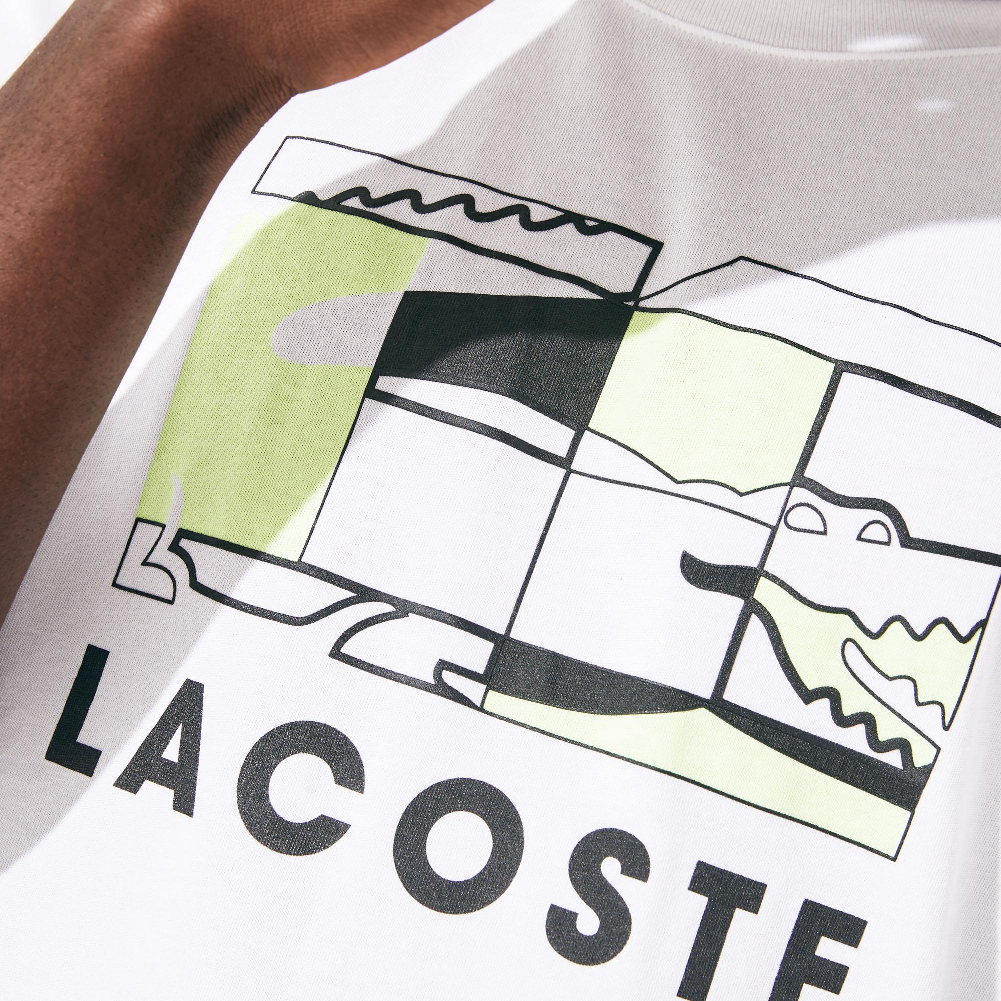 Lacoste Lacoste Sport Erkek Beyaz Lacoste Baskılı Desenli T-Shirt. 5