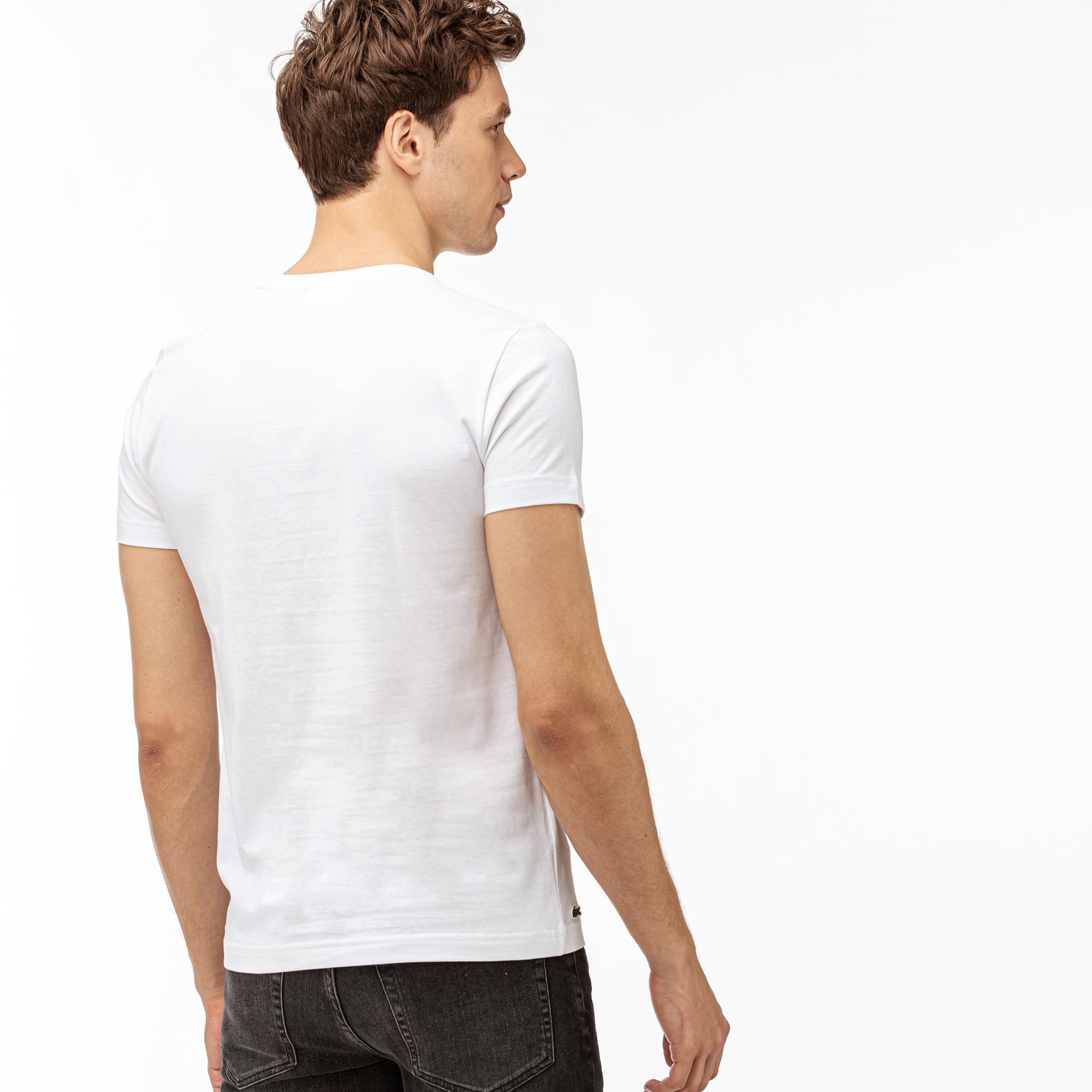 Lacoste Lacoste Erkek Baskılı Beyaz T-Shirt. 2