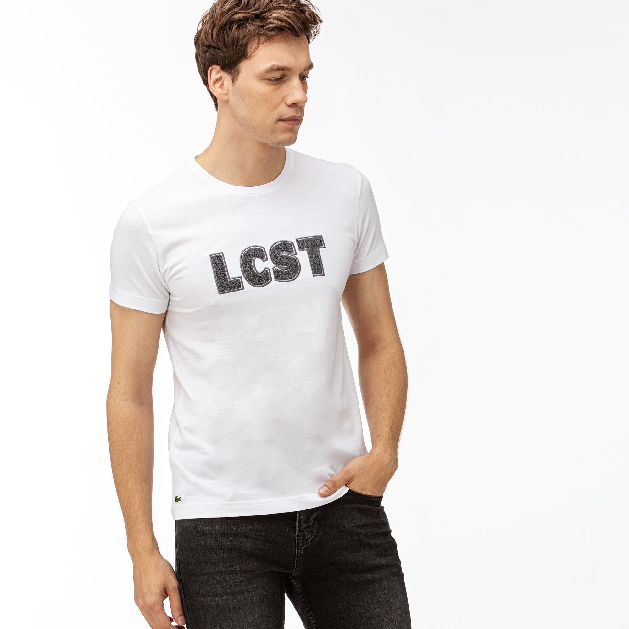 Lacoste Lacoste Erkek Baskılı Beyaz T-Shirt. 4