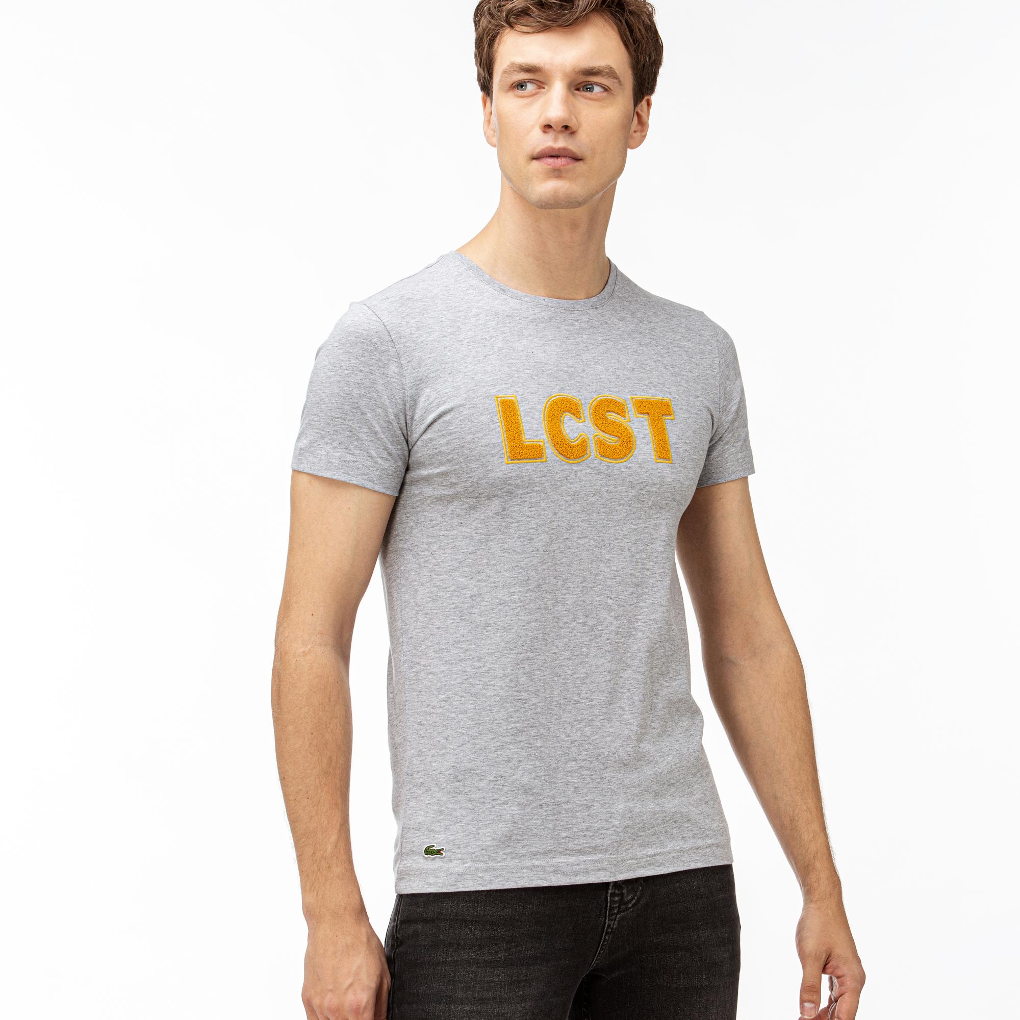 Lacoste Lacoste Erkek Baskılı Gri T-Shirt. 4