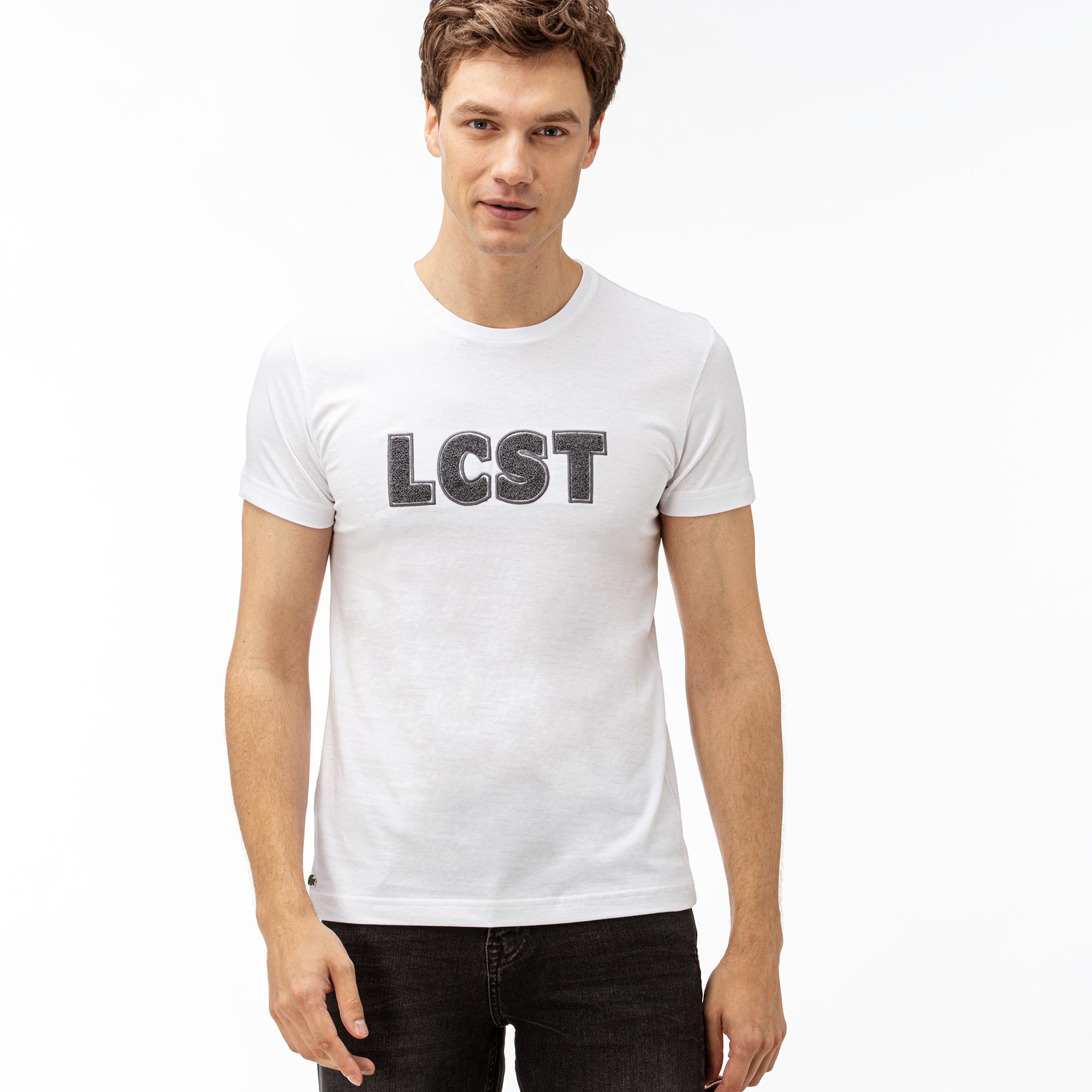 Lacoste Lacoste Erkek Baskılı Beyaz T-Shirt. 1