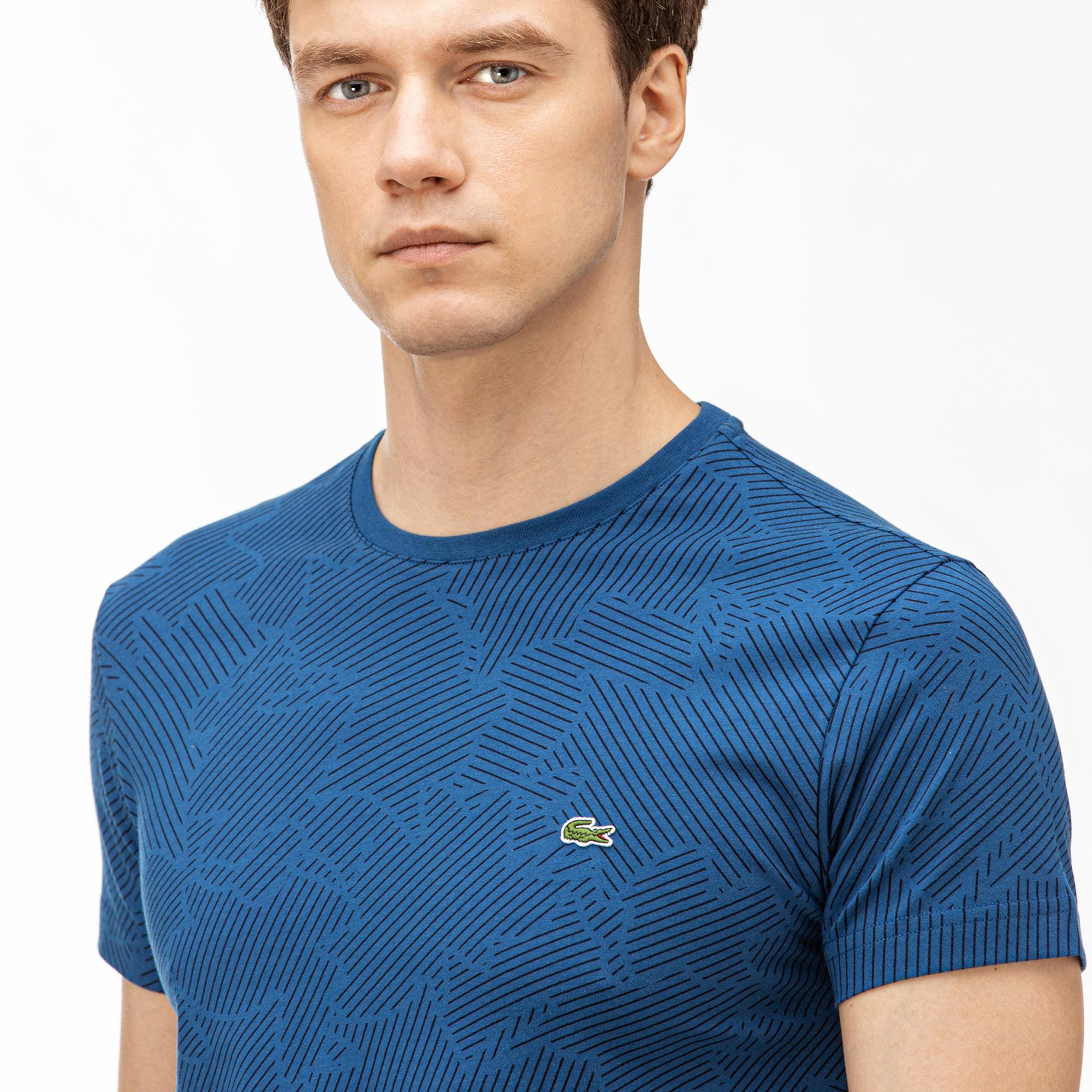 Lacoste Lacoste Erkek Mavi Desenli T-Shirt. 5