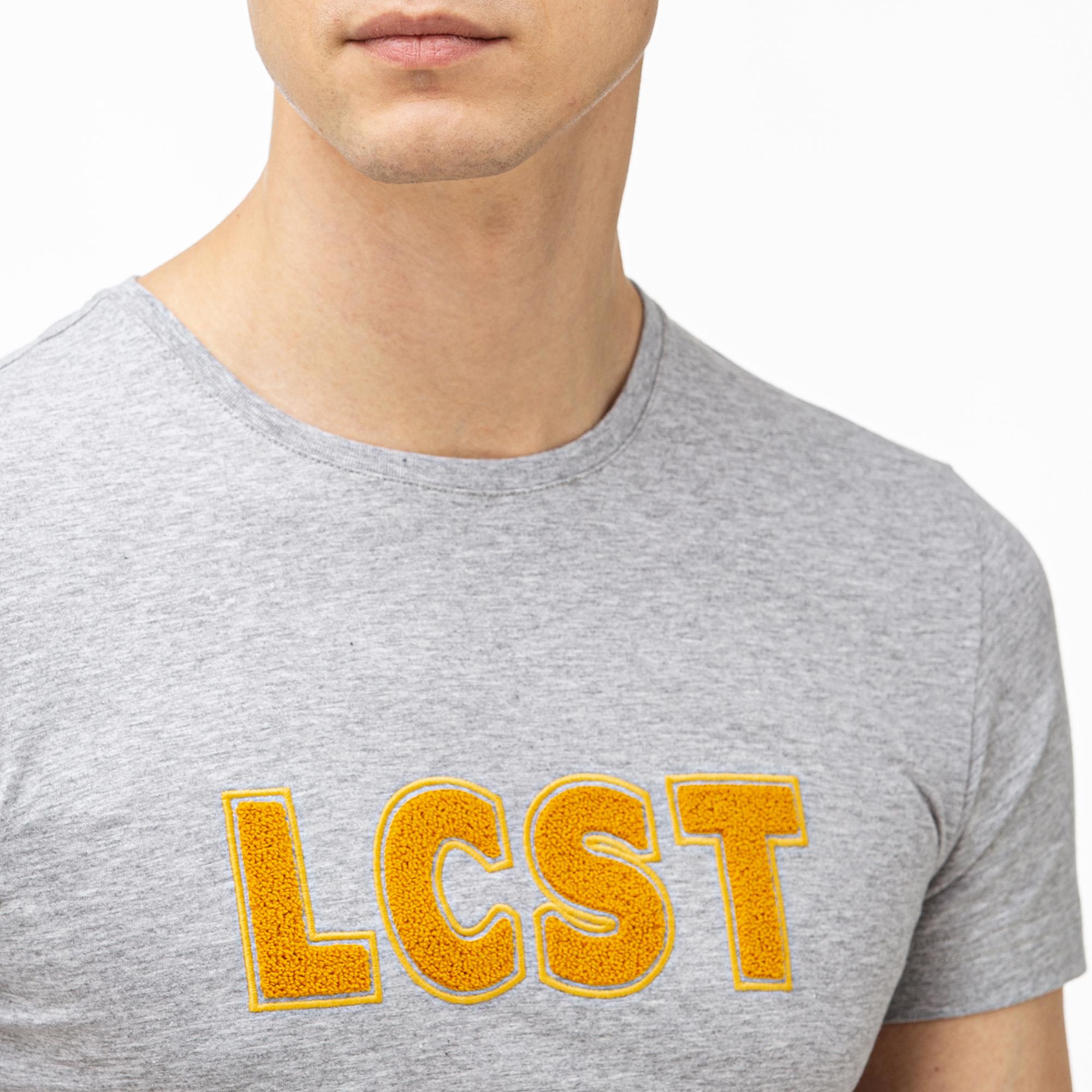 Lacoste Lacoste Erkek Baskılı Gri T-Shirt. 5