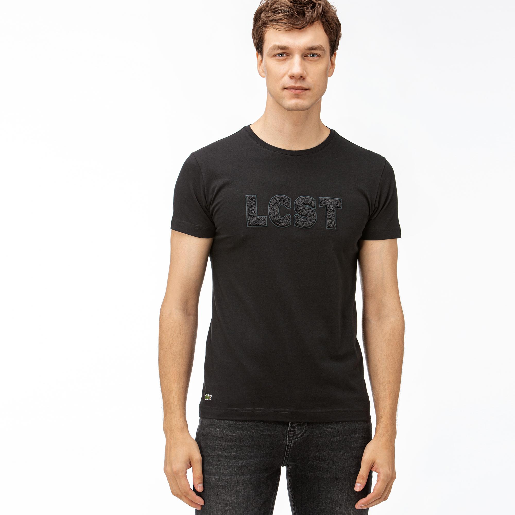 Lacoste Lacoste Erkek Baskılı Siyah T-Shirt. 1