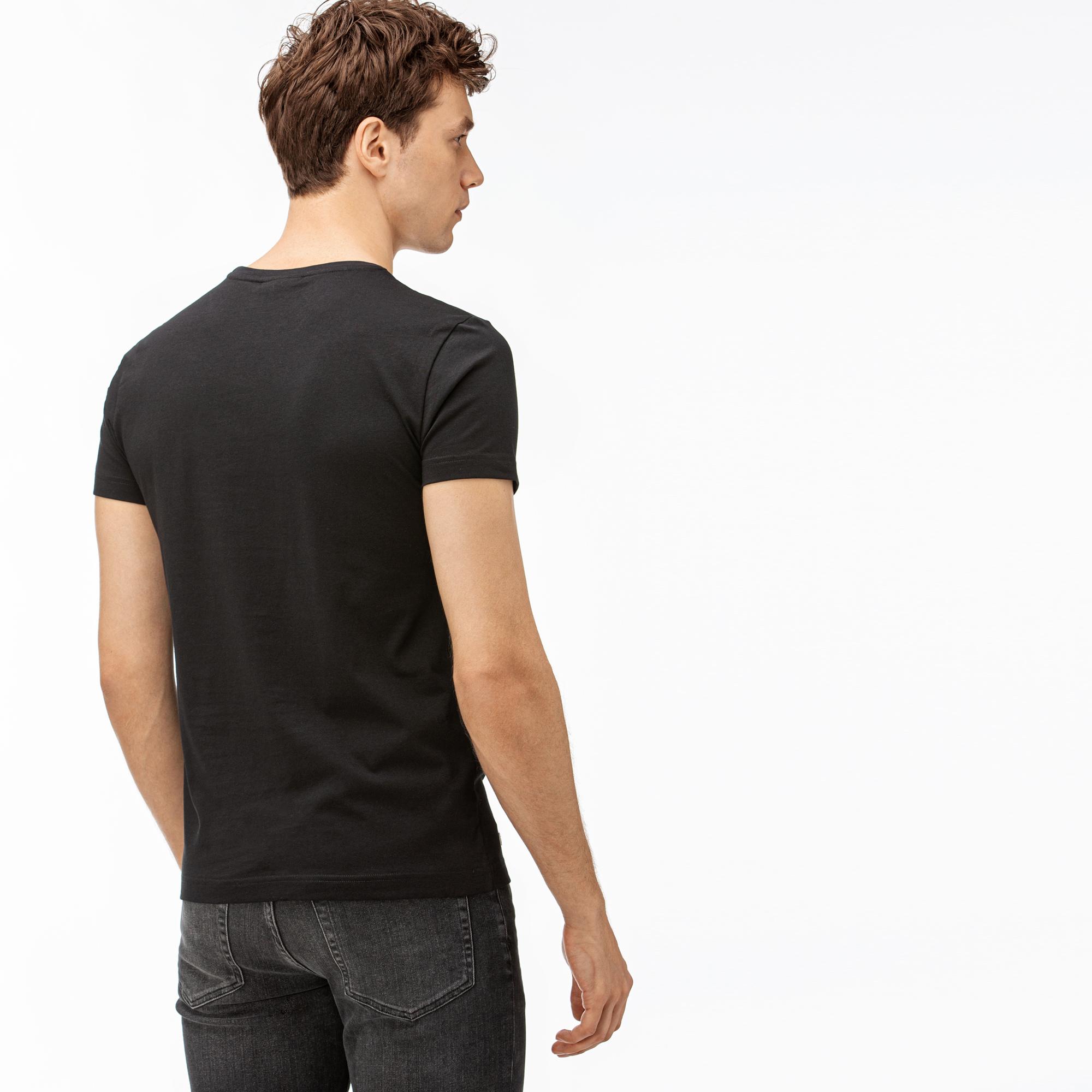 Lacoste Lacoste Erkek Baskılı Siyah T-Shirt. 2