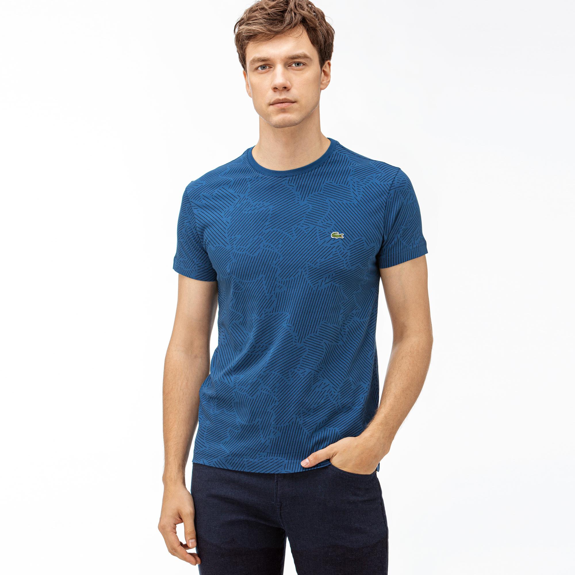 Lacoste Lacoste Erkek Mavi Desenli T-Shirt. 1