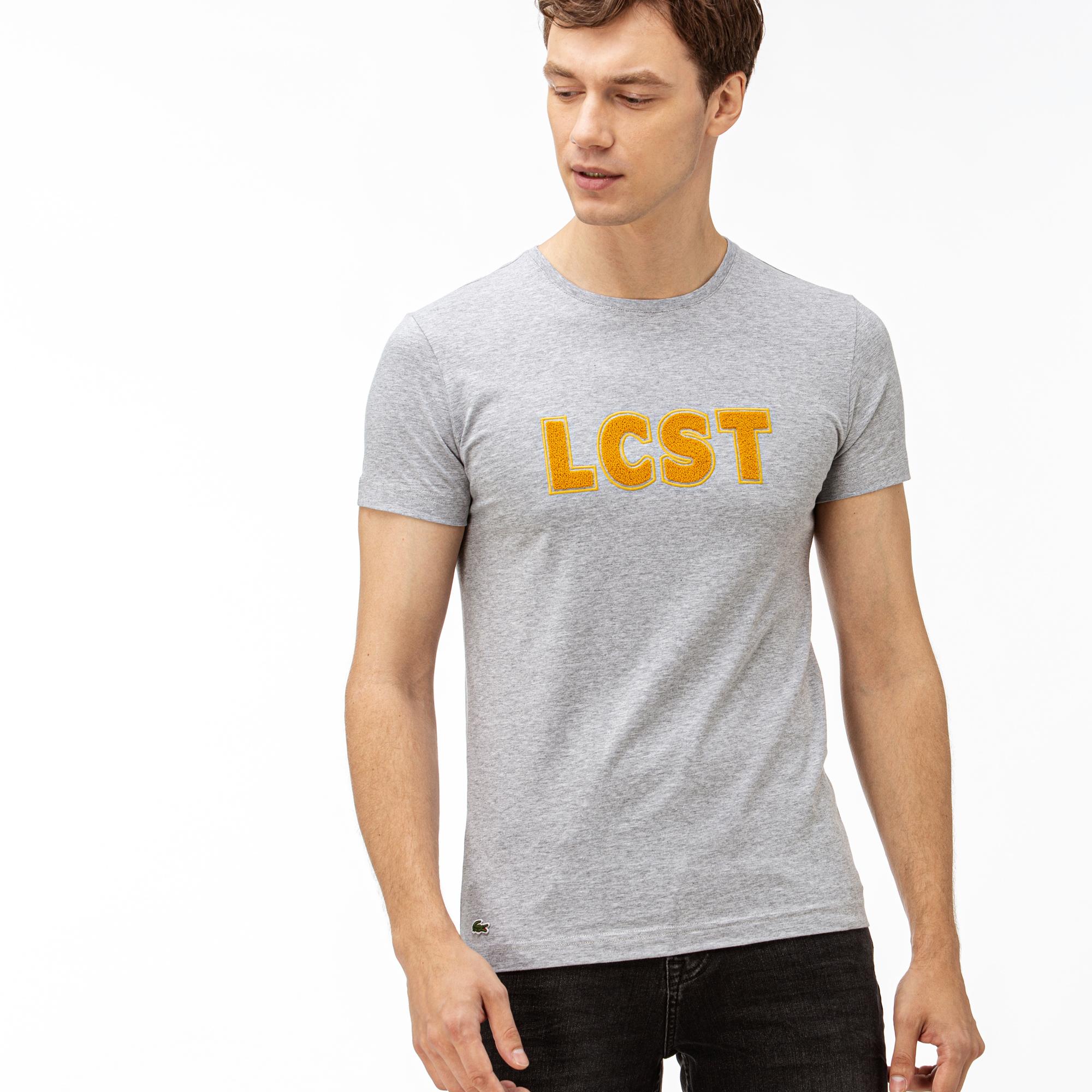 Lacoste Lacoste Erkek Baskılı Gri T-Shirt. 1