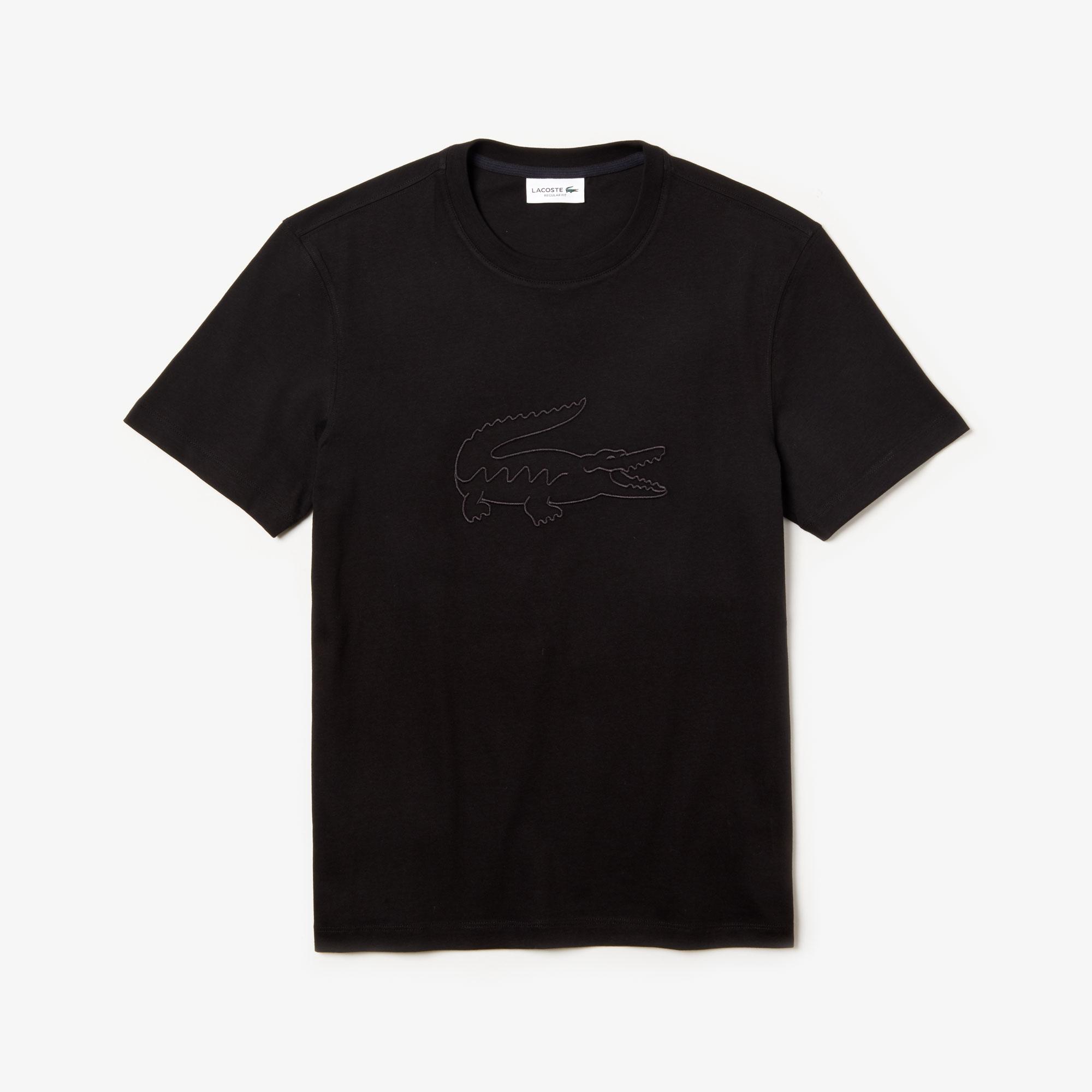 Lacoste Lacoste Erkek Regular Fit Timsah Baskılı Siyah T-Shirt. 1