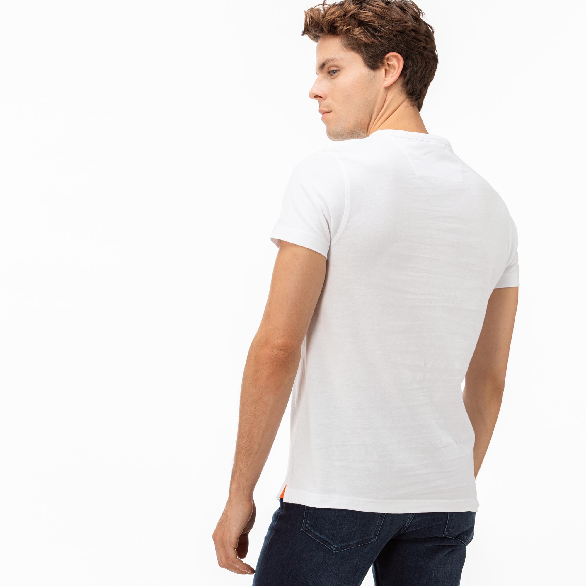 Lacoste Lacoste Sport Erkek Lacoste Baskılı Beyaz T-Shirt. 3
