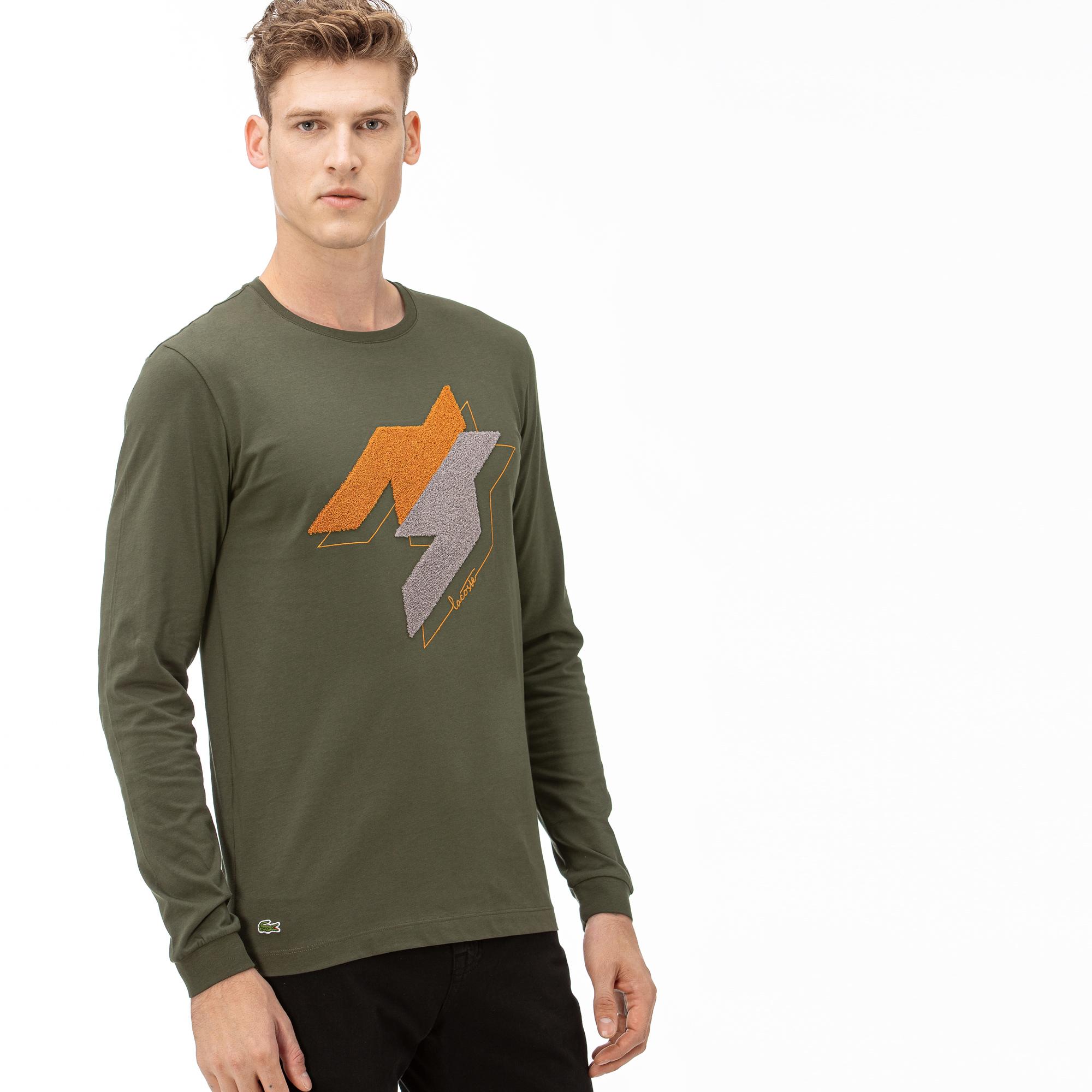 Lacoste Lacoste Erkek Yeşil Uzun Kollu Desenli T-Shirt. 4