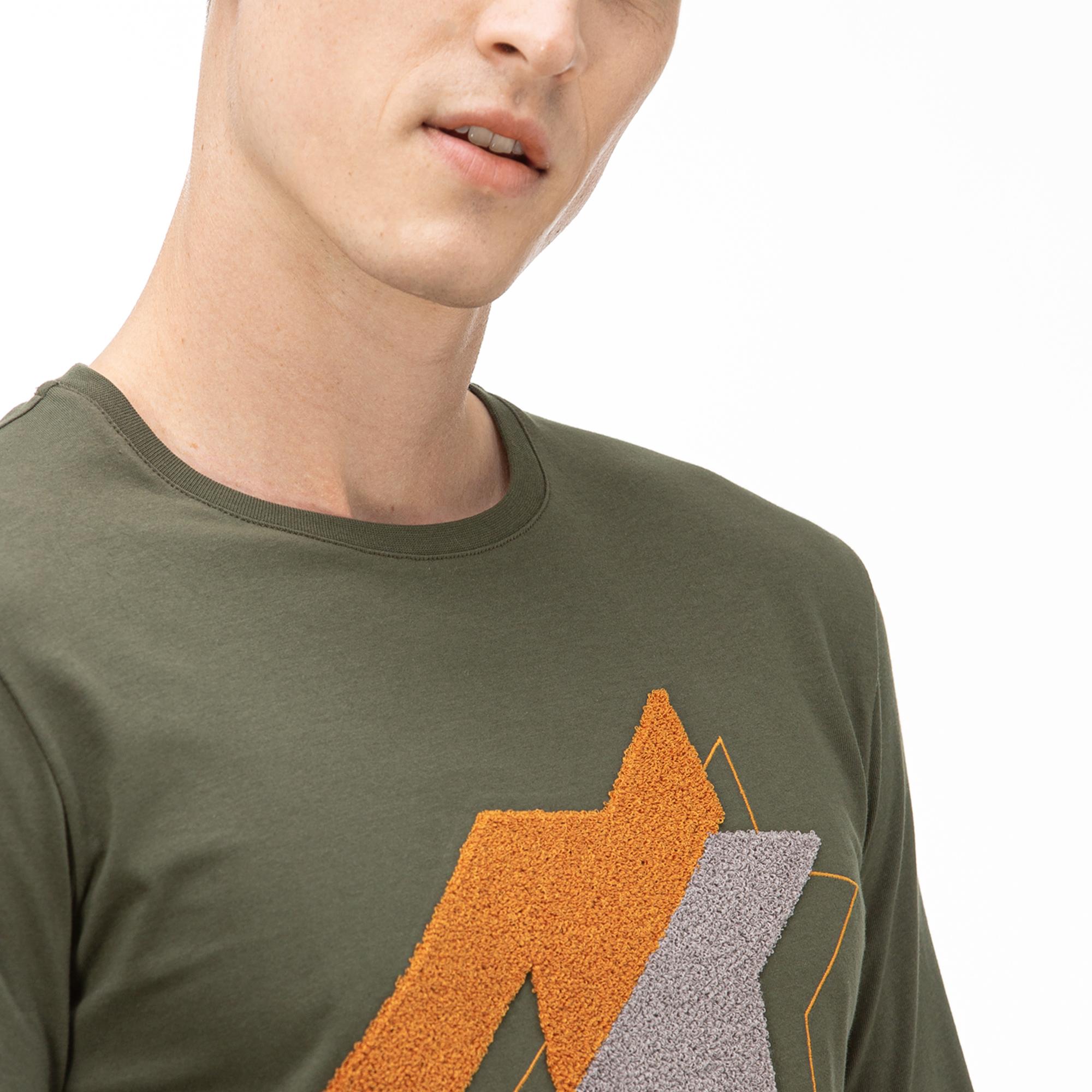 Lacoste Lacoste Erkek Yeşil Uzun Kollu Desenli T-Shirt. 5