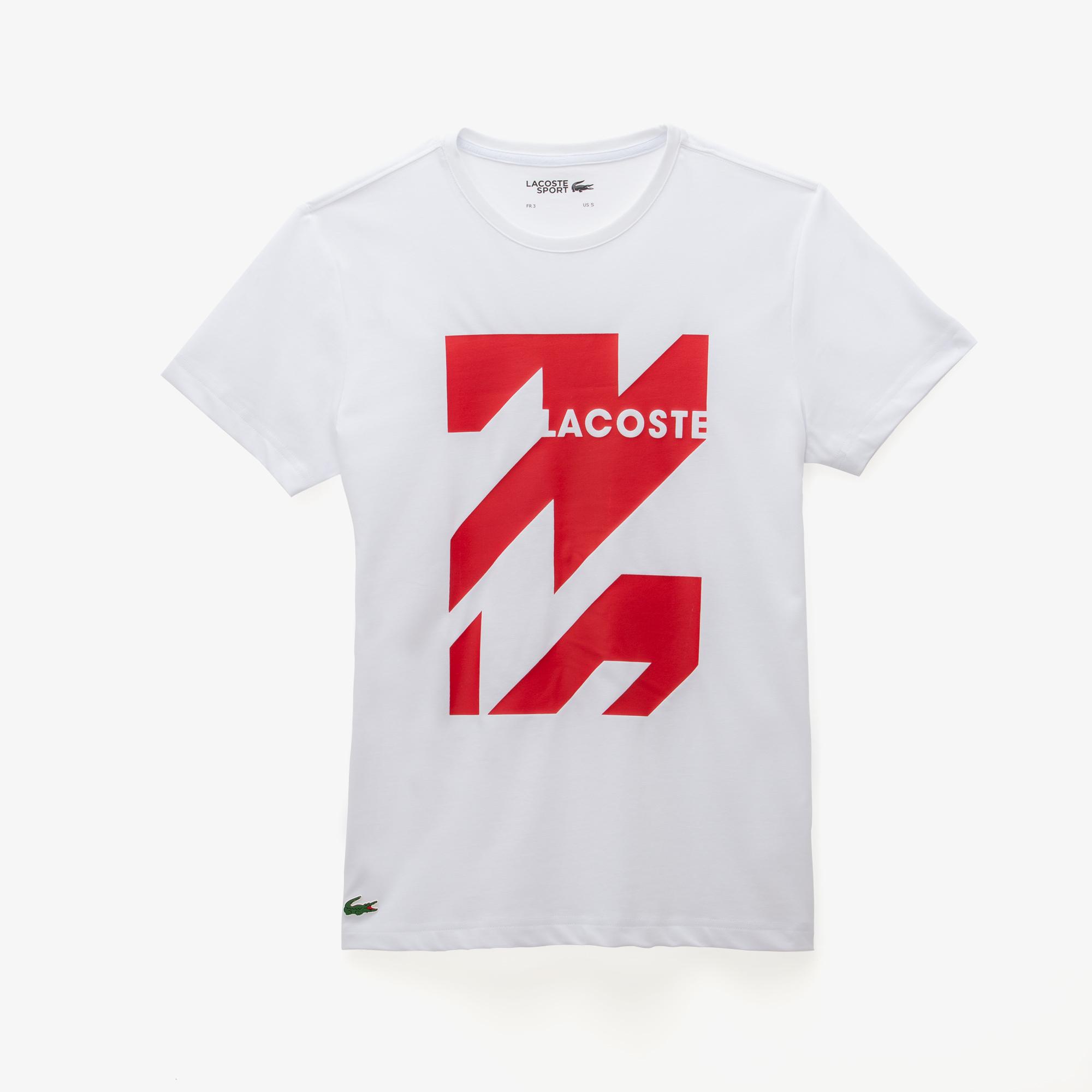 Lacoste Lacoste Sport Erkek Baskılı Beyaz T-Shirt. 3