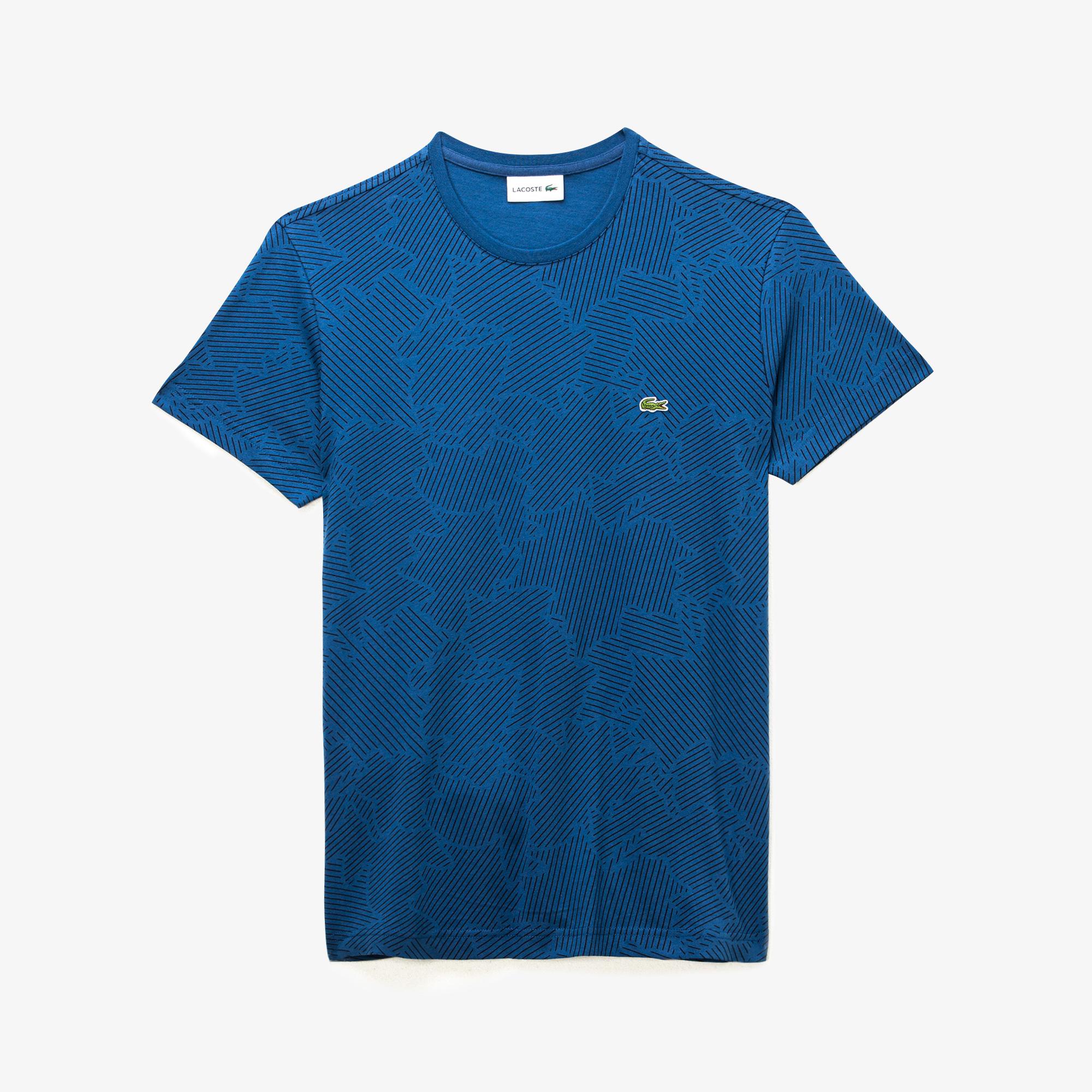 Lacoste Lacoste Erkek Mavi Desenli T-Shirt. 3