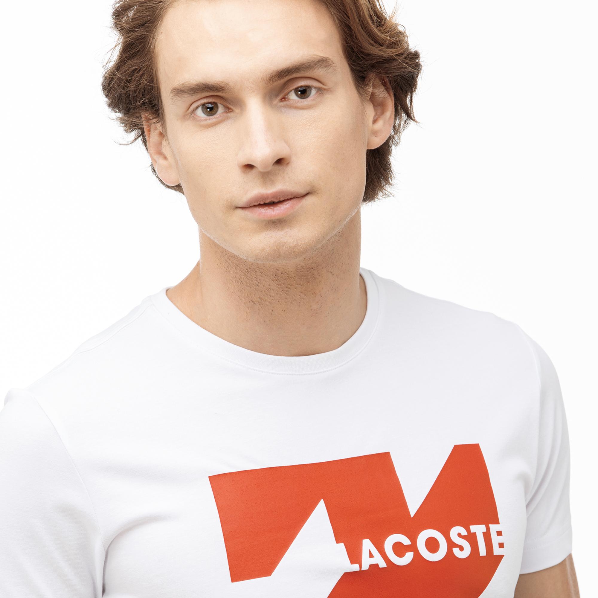 Lacoste Lacoste Sport Erkek Baskılı Beyaz T-Shirt. 5