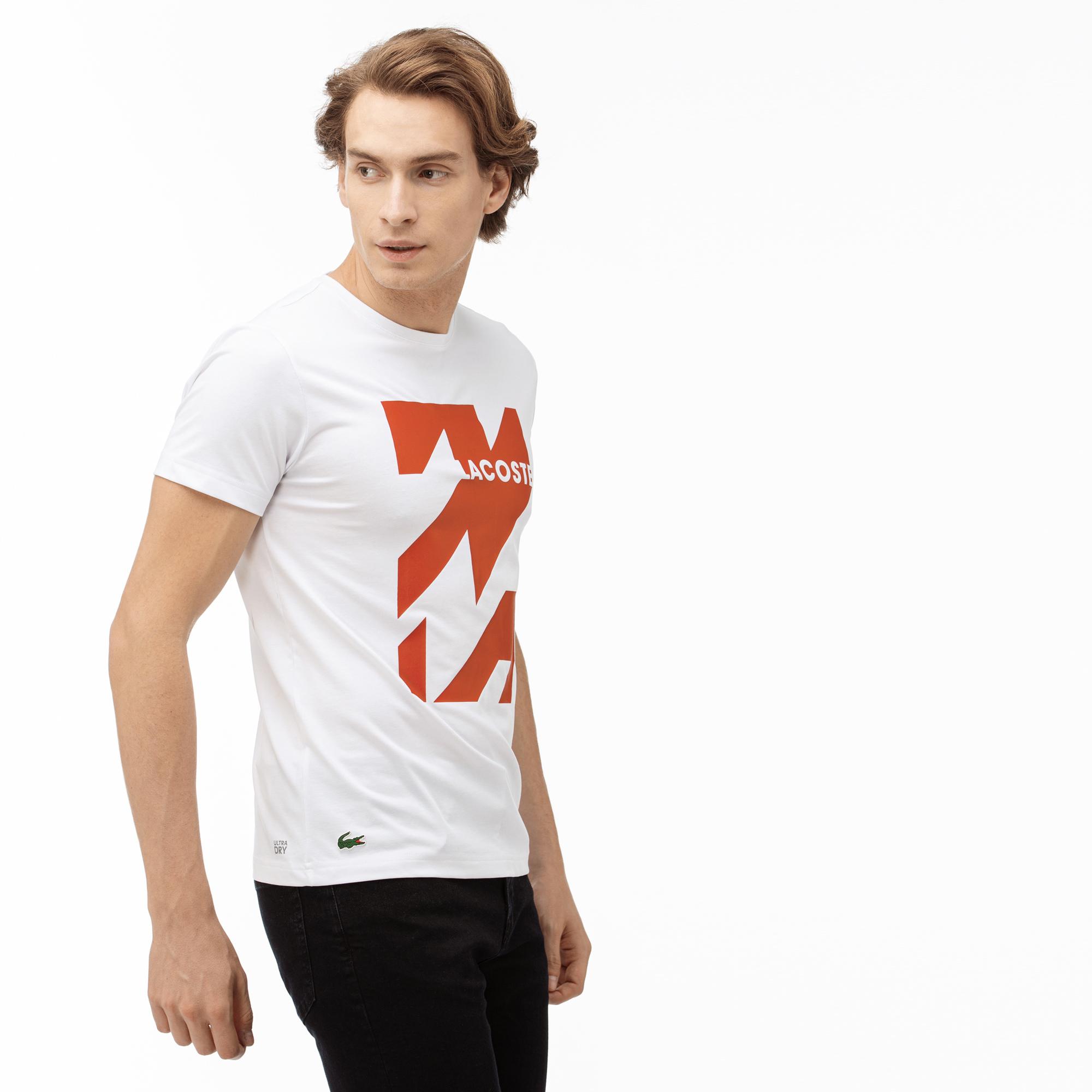 Lacoste Lacoste Sport Erkek Baskılı Beyaz T-Shirt. 4