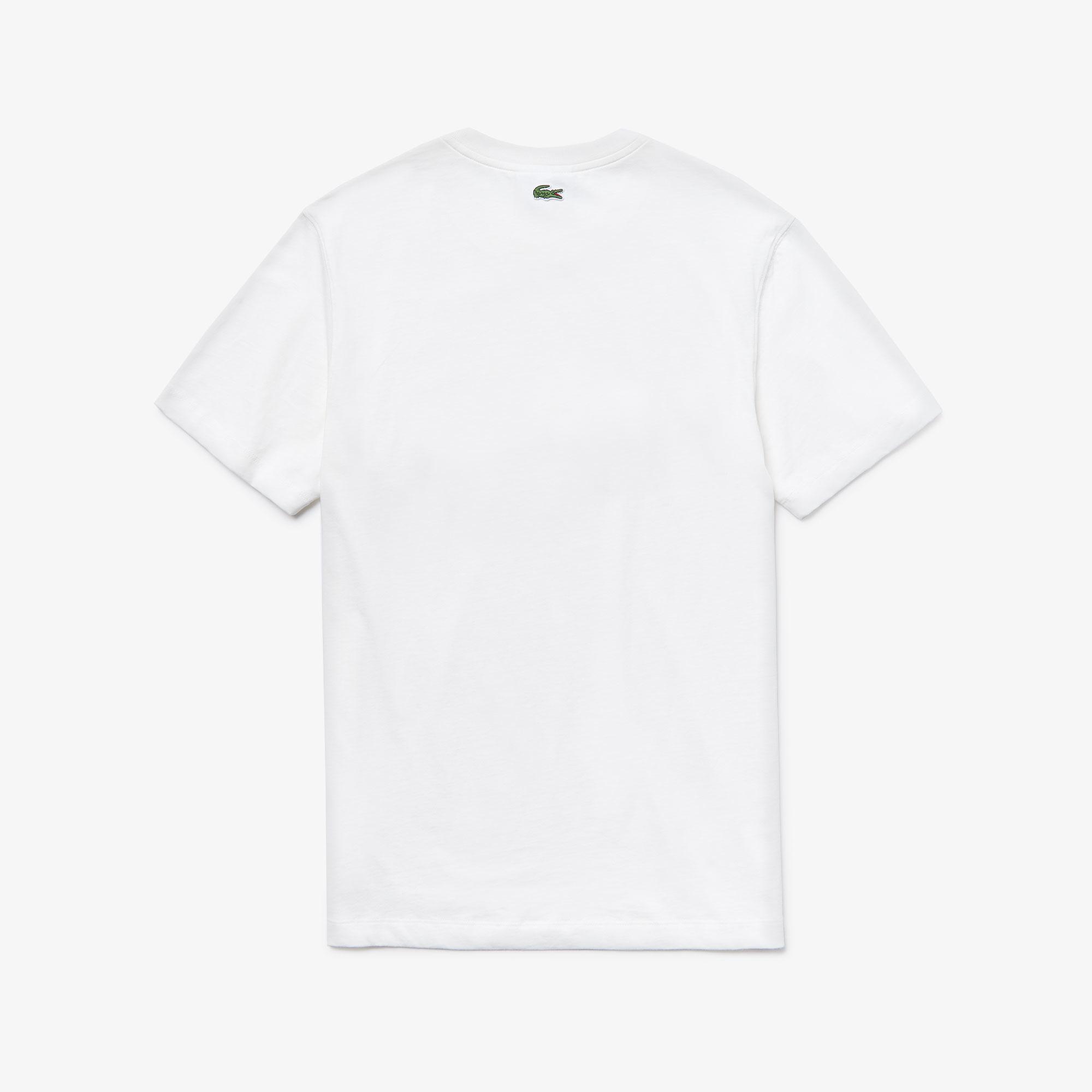 Lacoste Lacoste Erkek Regular Fit Timsah Baskılı Beyaz T-Shirt. 4