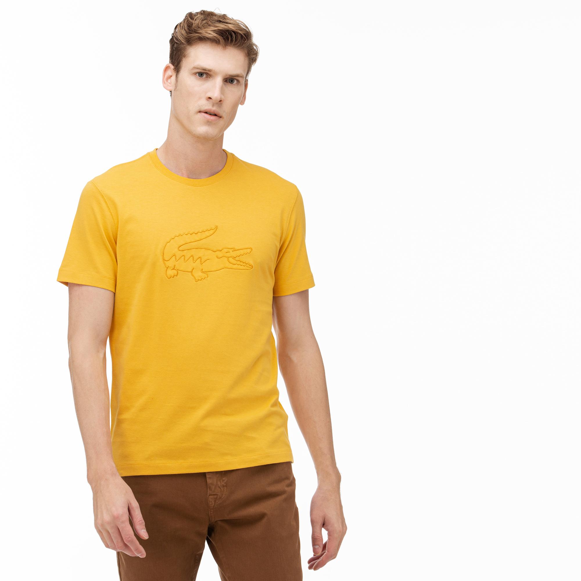 Lacoste Lacoste Erkek Regular Fit Sarı Baskılı Desenli T-Shirt. 1