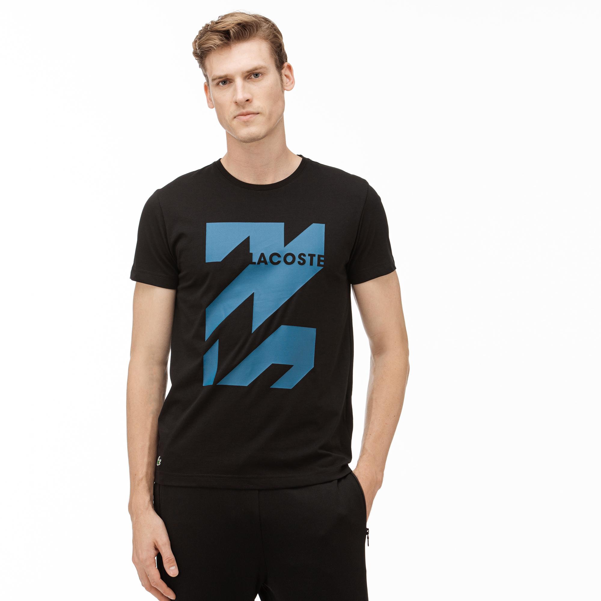 Lacoste Lacoste Sport Erkek Siyah Baskılı T-Shirt. 1