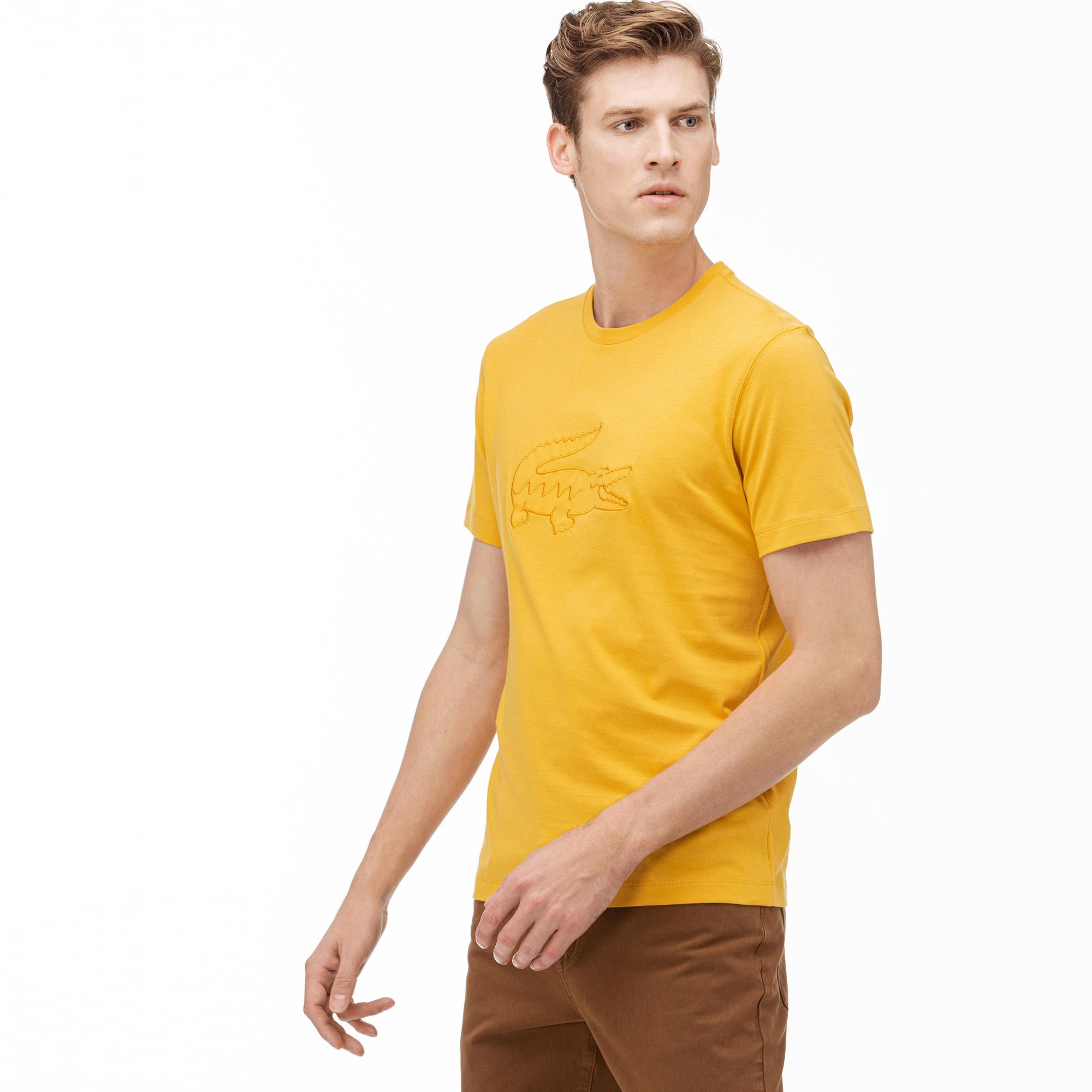 Lacoste Lacoste Erkek Regular Fit Sarı Baskılı Desenli T-Shirt. 4