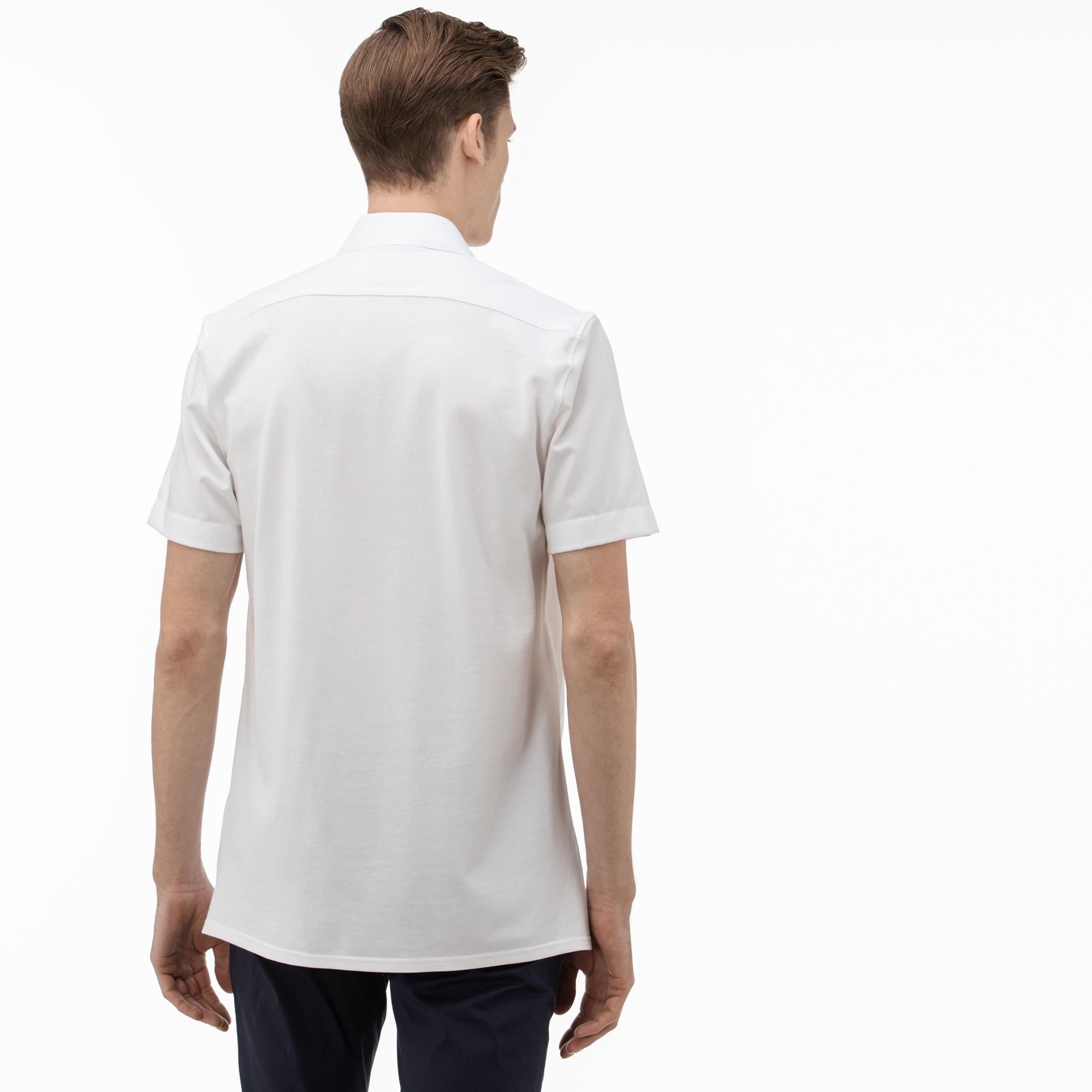 Lacoste Erkek Slim Fit Kısa Kollu Beyaz Gömlek. 3