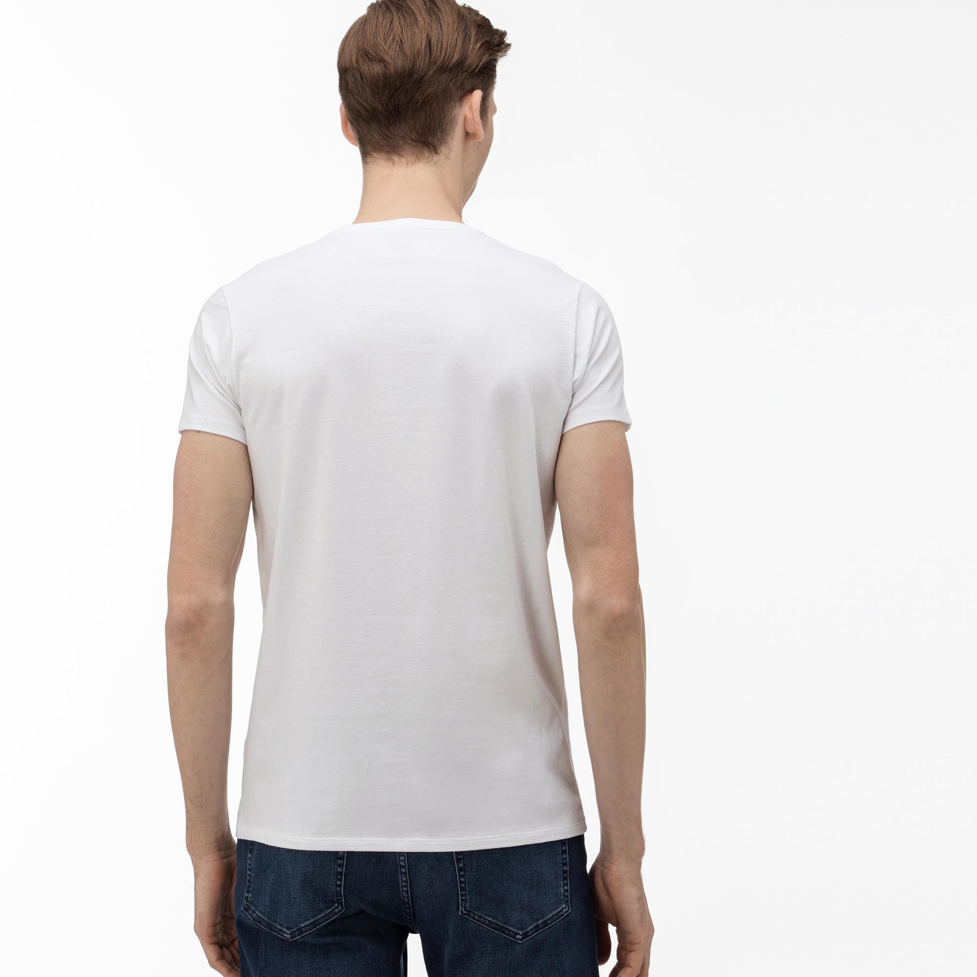 Lacoste Erkek V Yaka Beyaz T-Shirt. 3
