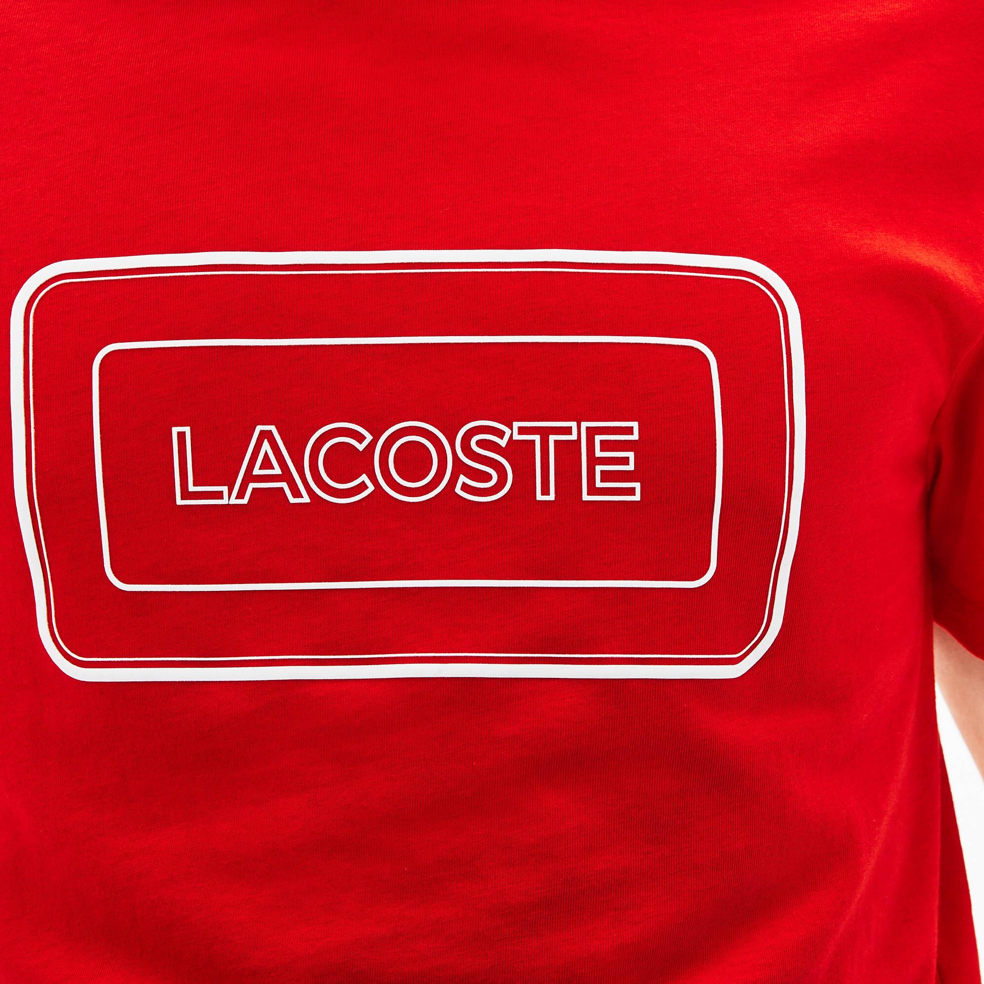 Lacoste Erkek Kırmızı Bisiklet Yaka Baskılı T-Shirt. 6
