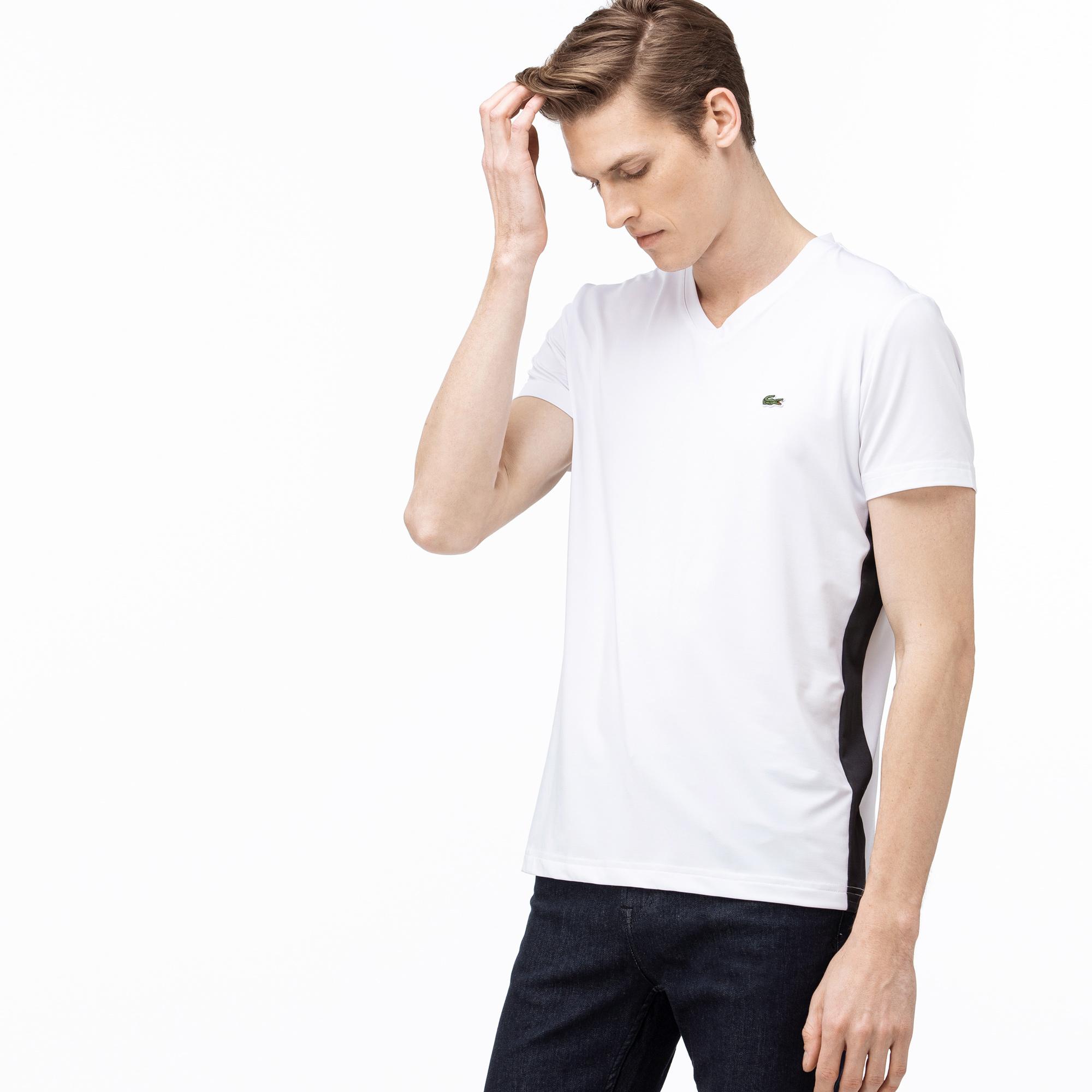 Lacoste Lacoste Erkek V Yaka Beyaz T-Shirt. 3