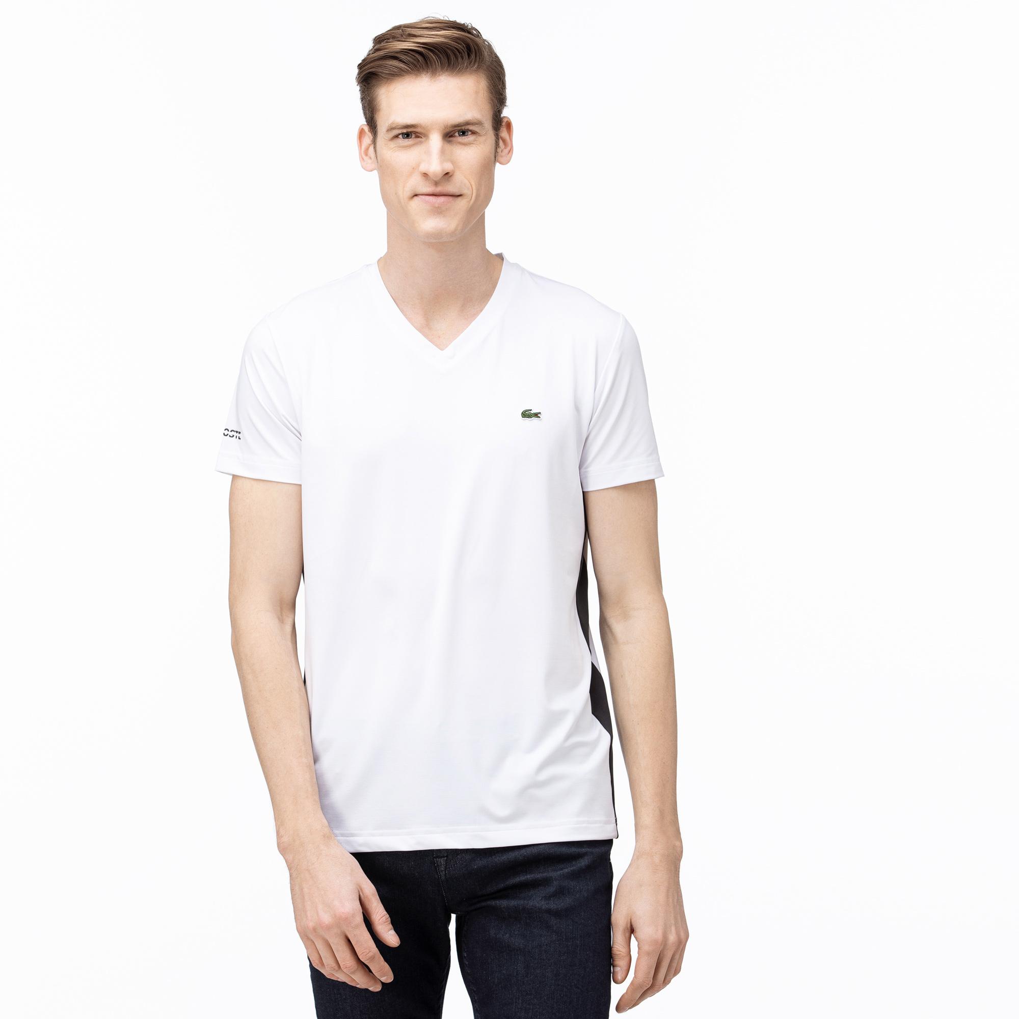 Lacoste Lacoste Erkek V Yaka Beyaz T-Shirt. 1