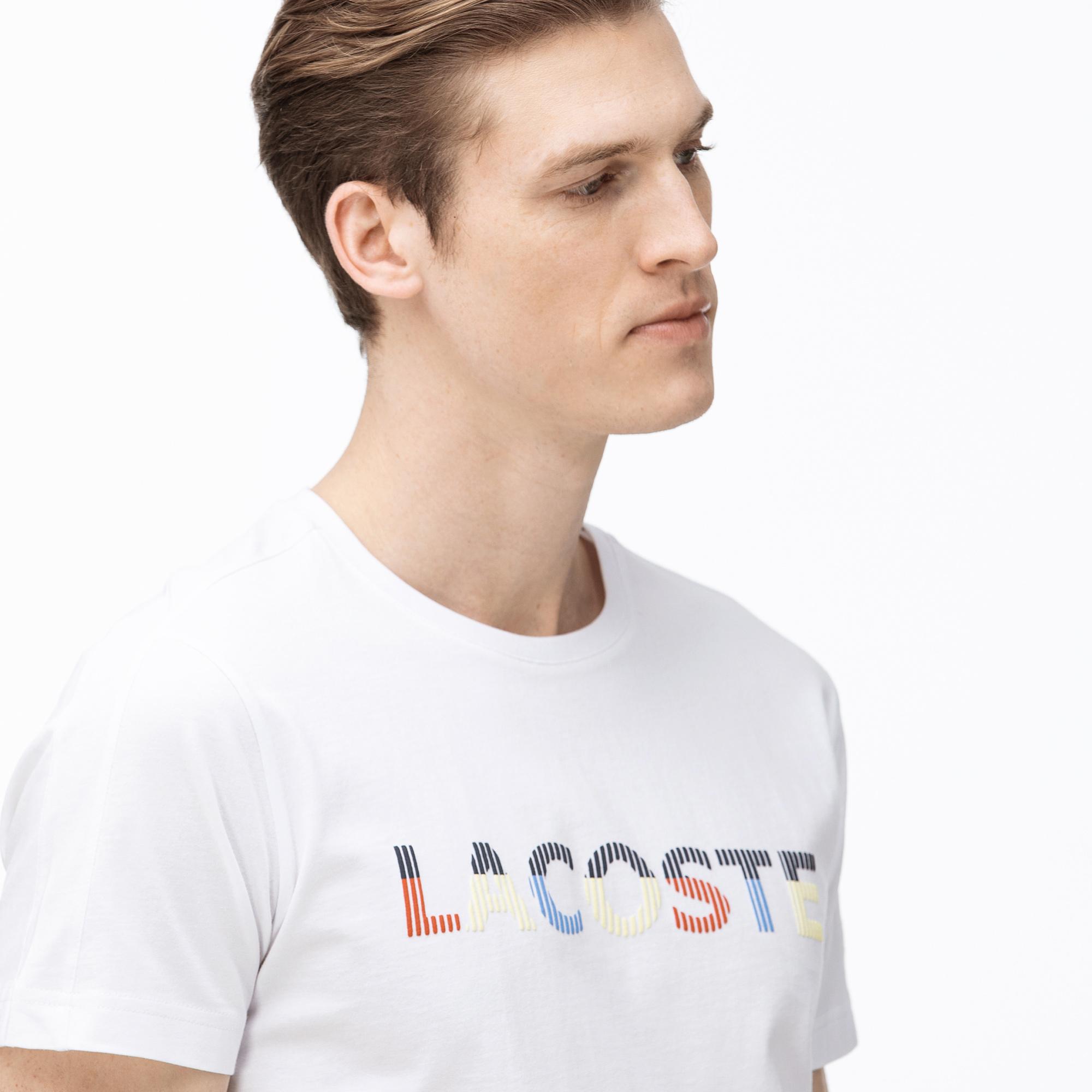 Lacoste Lacoste Erkek Bisiklet Yaka Baskılı Beyaz T-Shirt. 4
