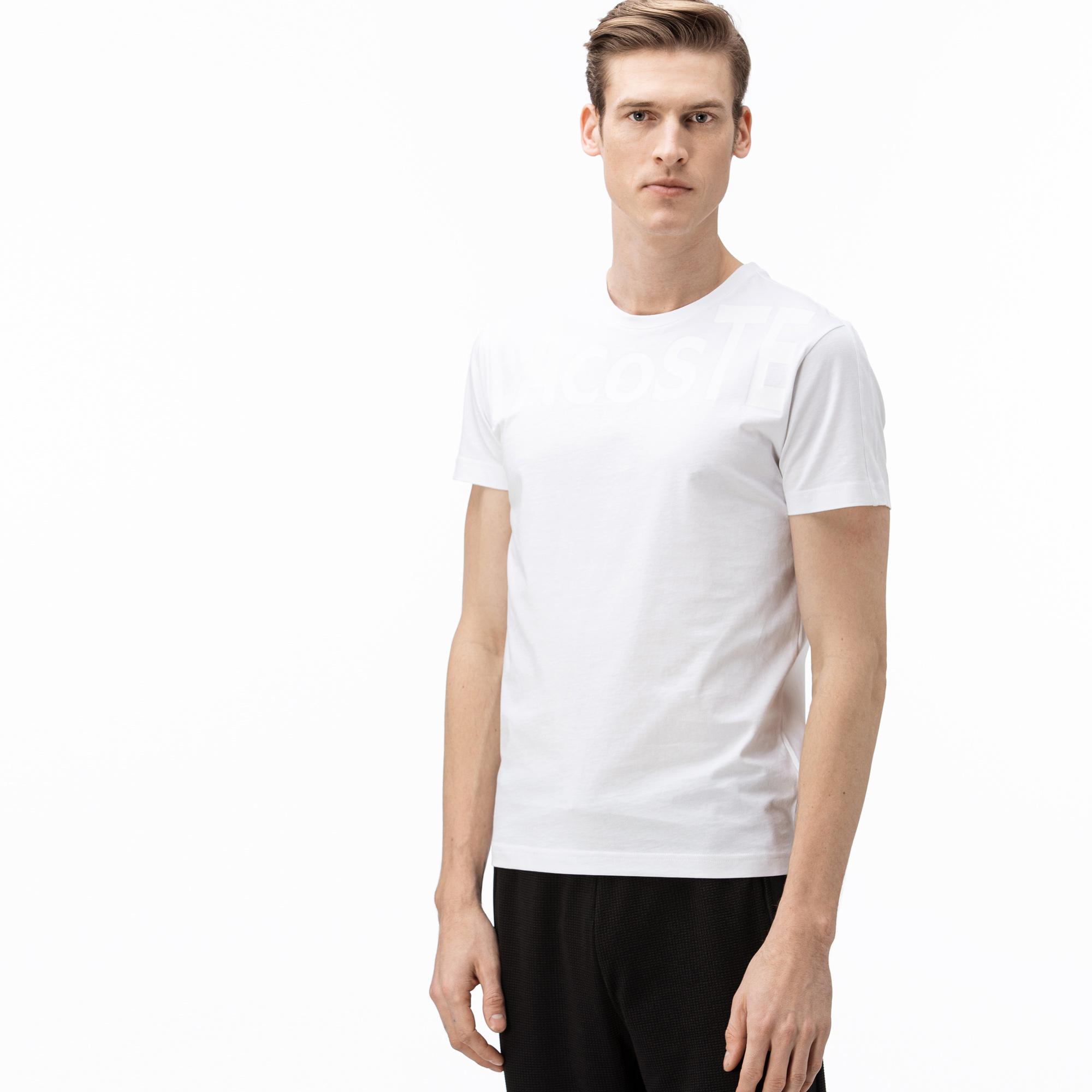 Lacoste Erkek Bisiklet Yaka Baskılı Beyaz T-Shirt. 4