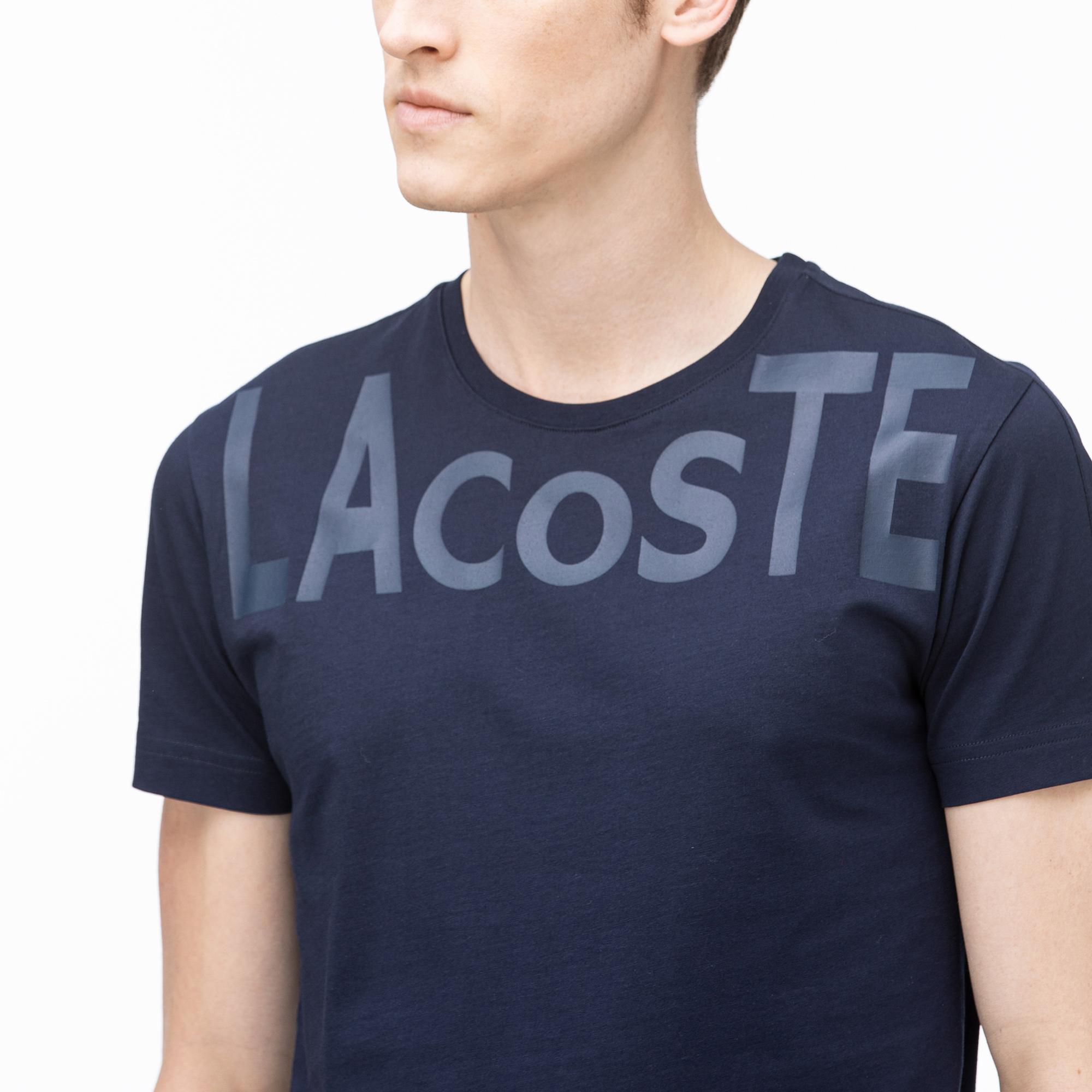 Lacoste Lacoste Erkek Bisiklet Yaka Baskılı Lacivert T-Shirt. 4