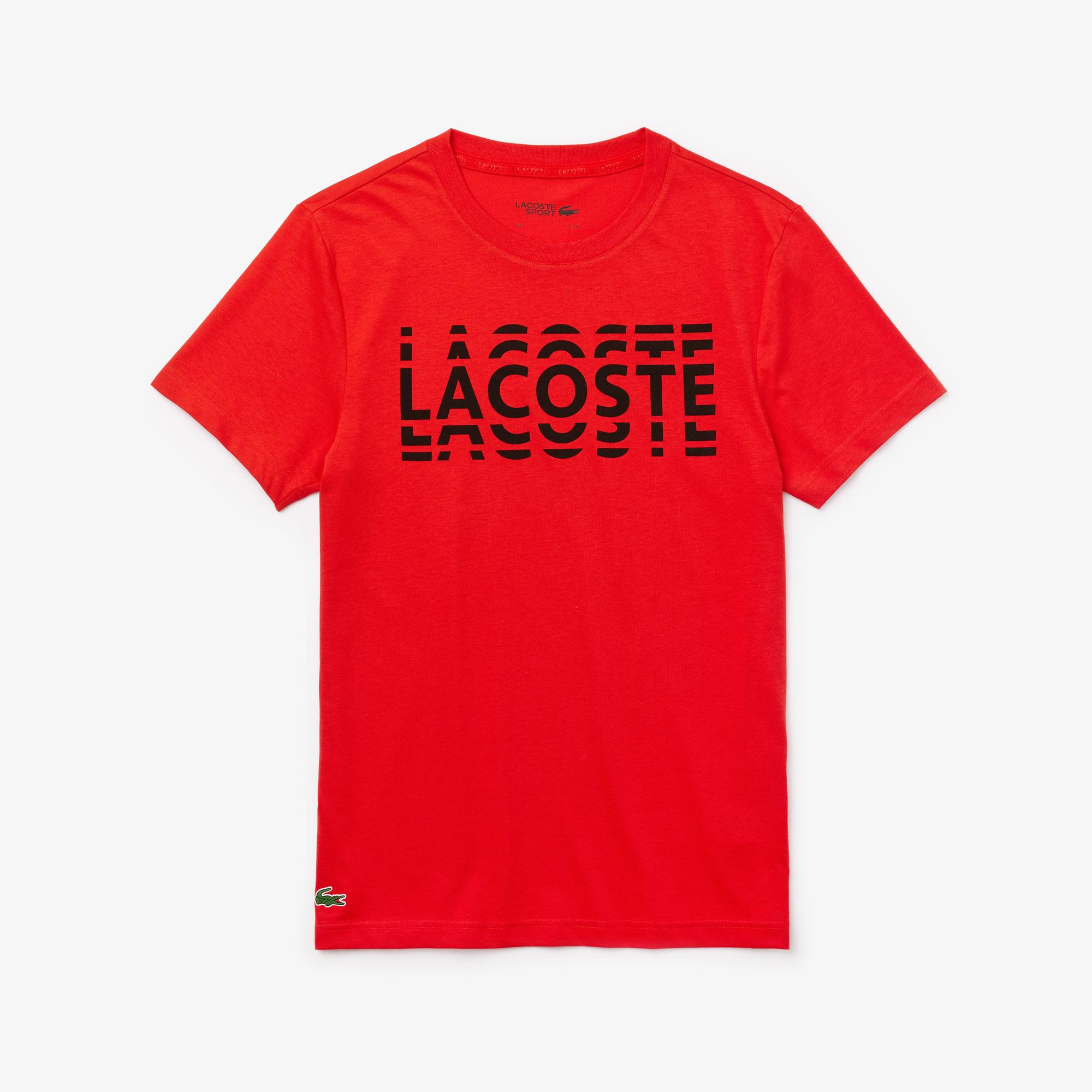 Lacoste Lacoste Sport Erkek Bisiklet Yaka Baskılı Kırmızı T-Shirt. 3