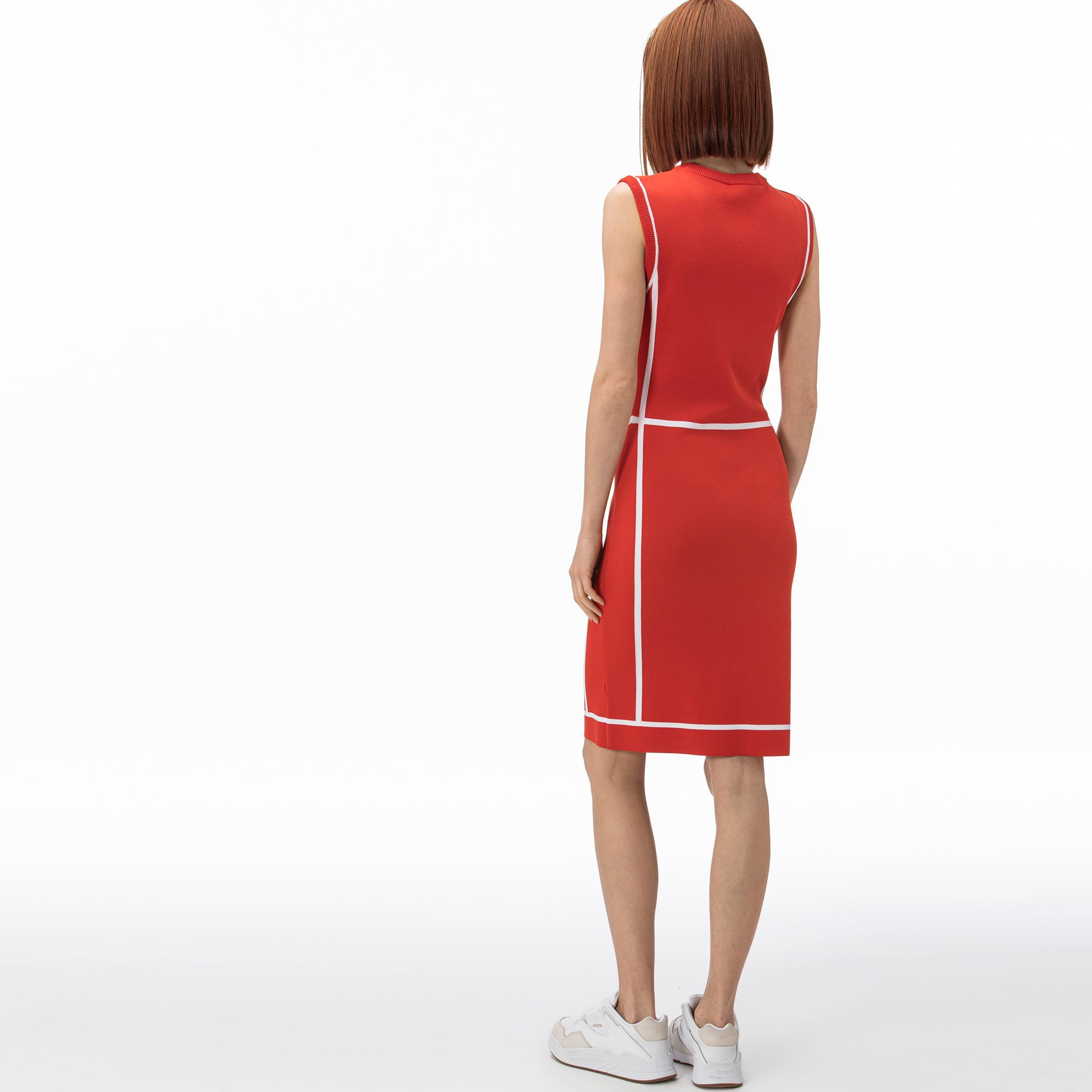 Lacoste Kadın V Yaka Kolsuz Kırmızı Elbise. 1