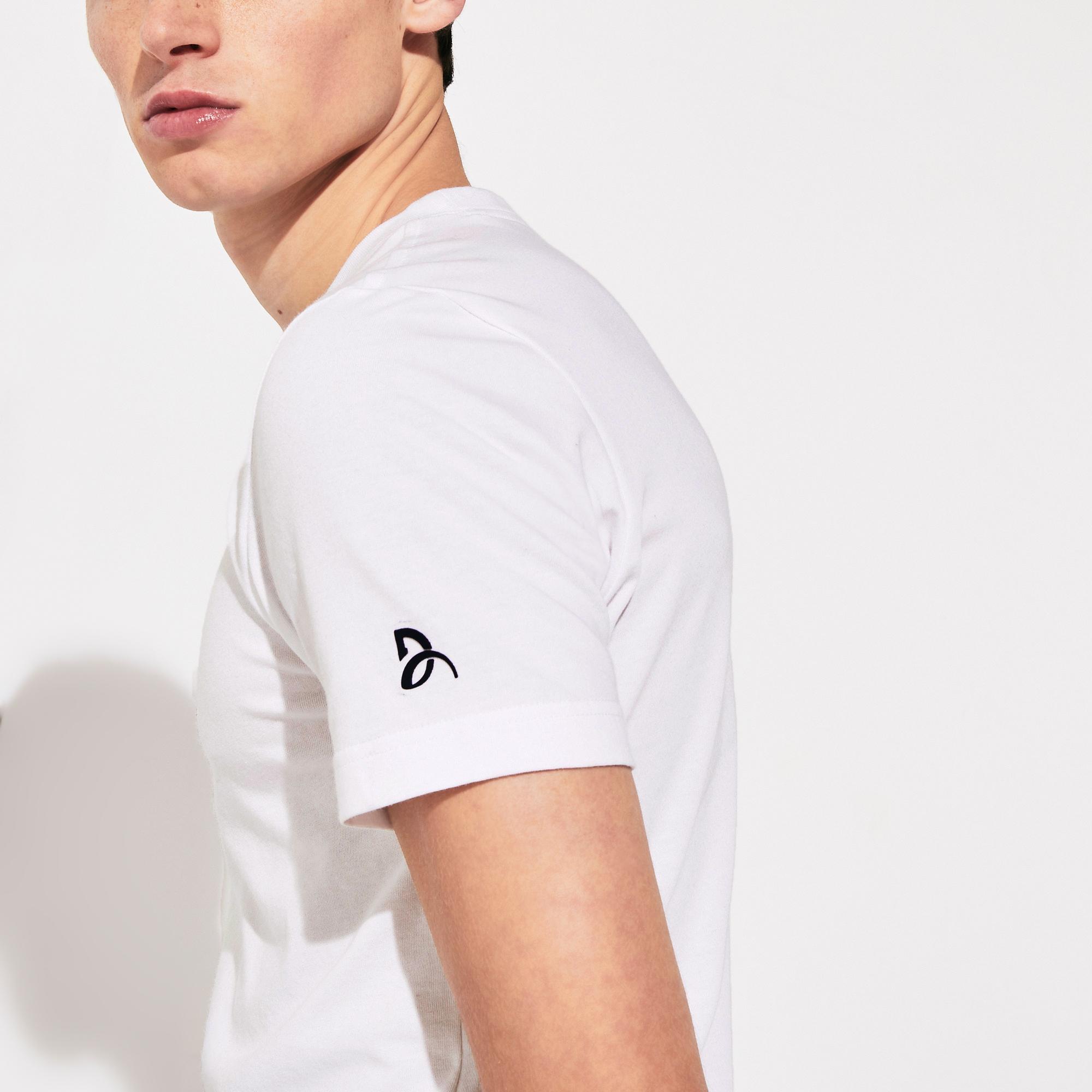 Lacoste Sport Erkek Bisiklet Yaka Timsah Baskılı Beyaz T-Shirt. 7