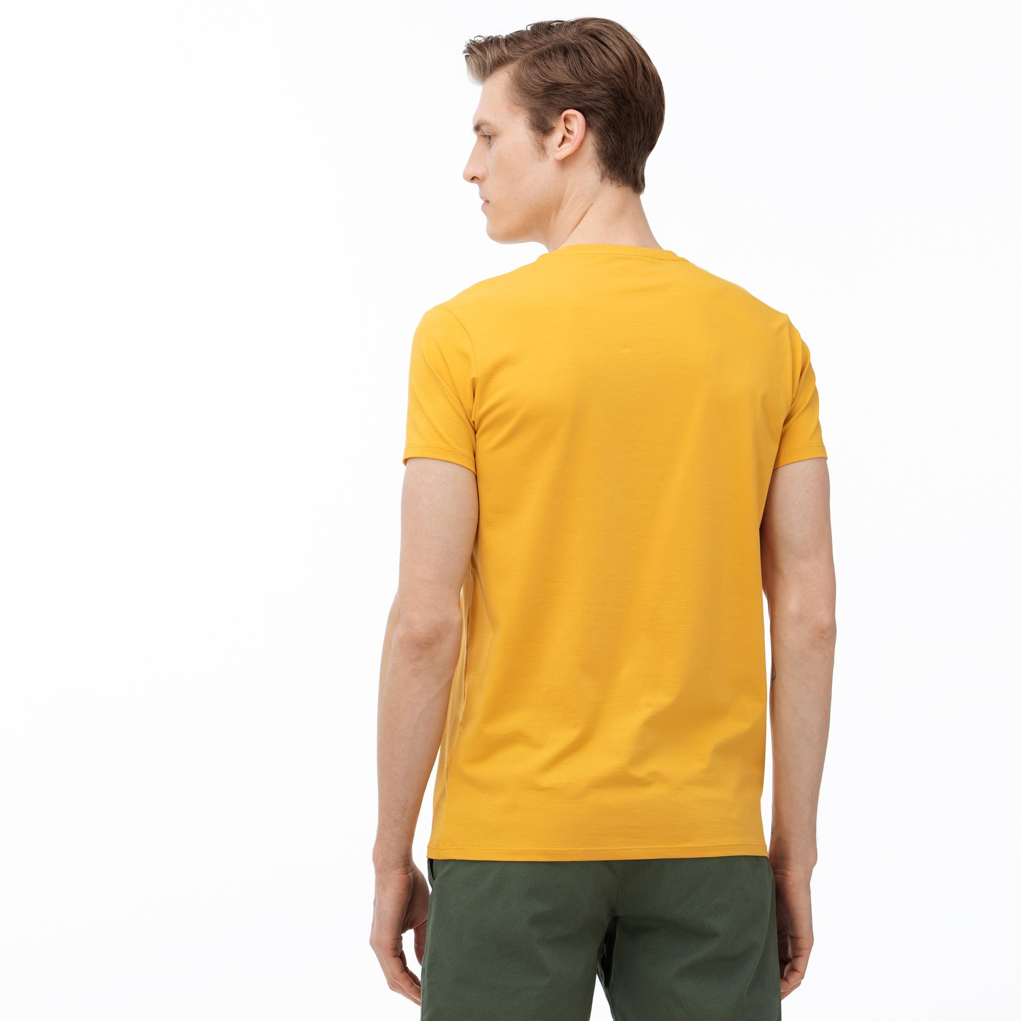 Lacoste Erkek V Yaka Sarı T-Shirt. 3