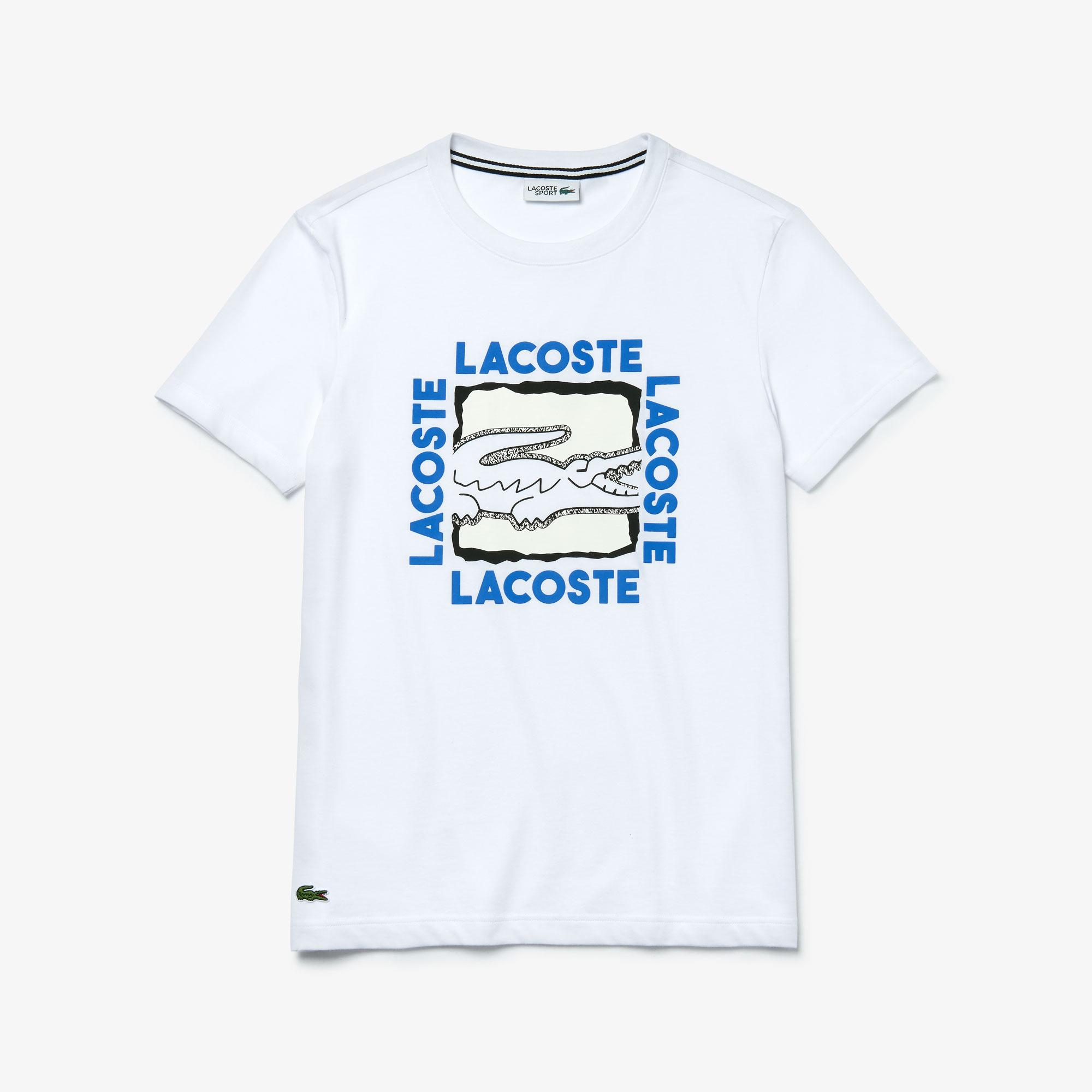 Lacoste Lacoste Sport Erkek Bisiklet Yaka Baskılı Beyaz T-Shirt. 5