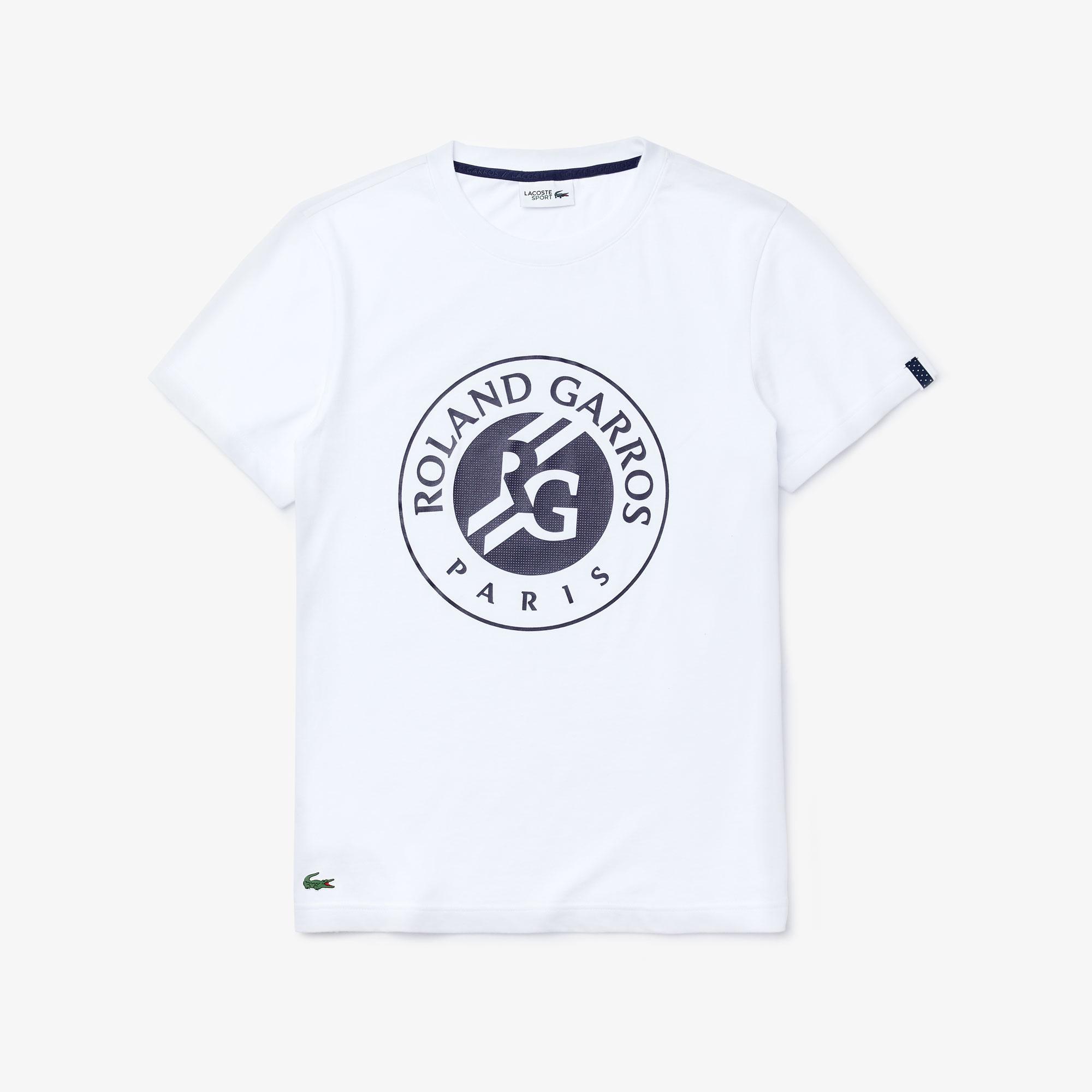 Lacoste Lacoste Sport Erkek Bisiklet Yaka Baskılı Beyaz T-Shirt. 1
