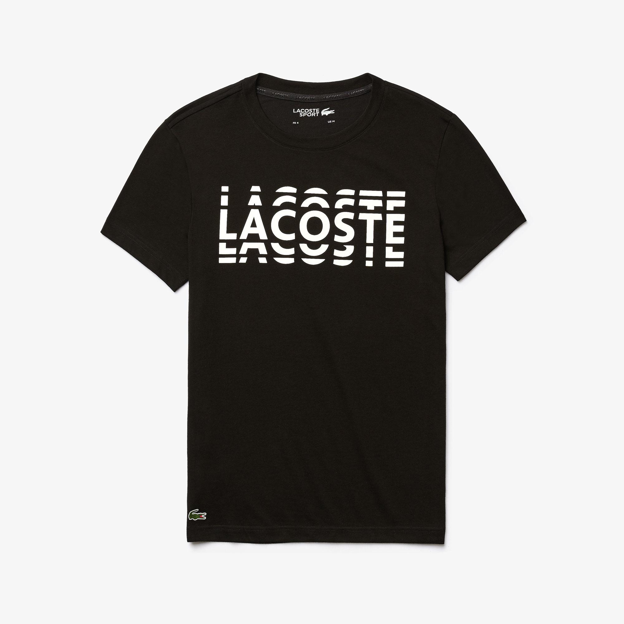 Lacoste Lacoste Sport Erkek Bisiklet Yaka Baskılı Siyah T-Shirt. 4