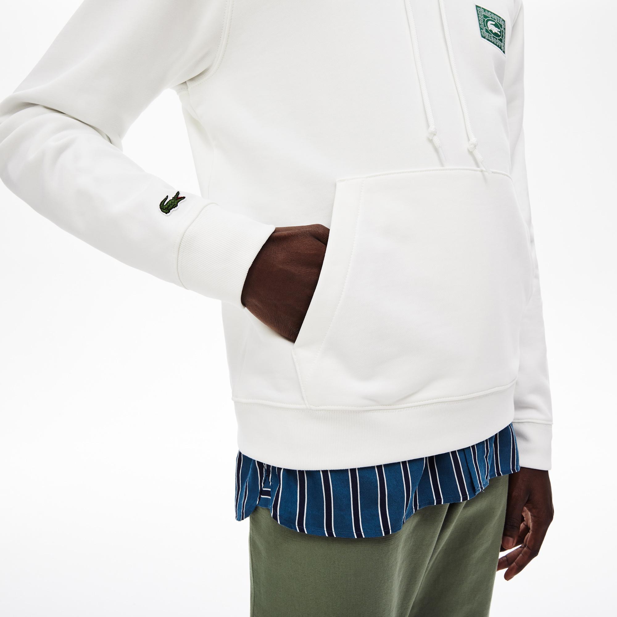 Lacoste Lacoste Erkek Kapüşonlu Timsah Baskılı Beyaz Sweatshirt. 6