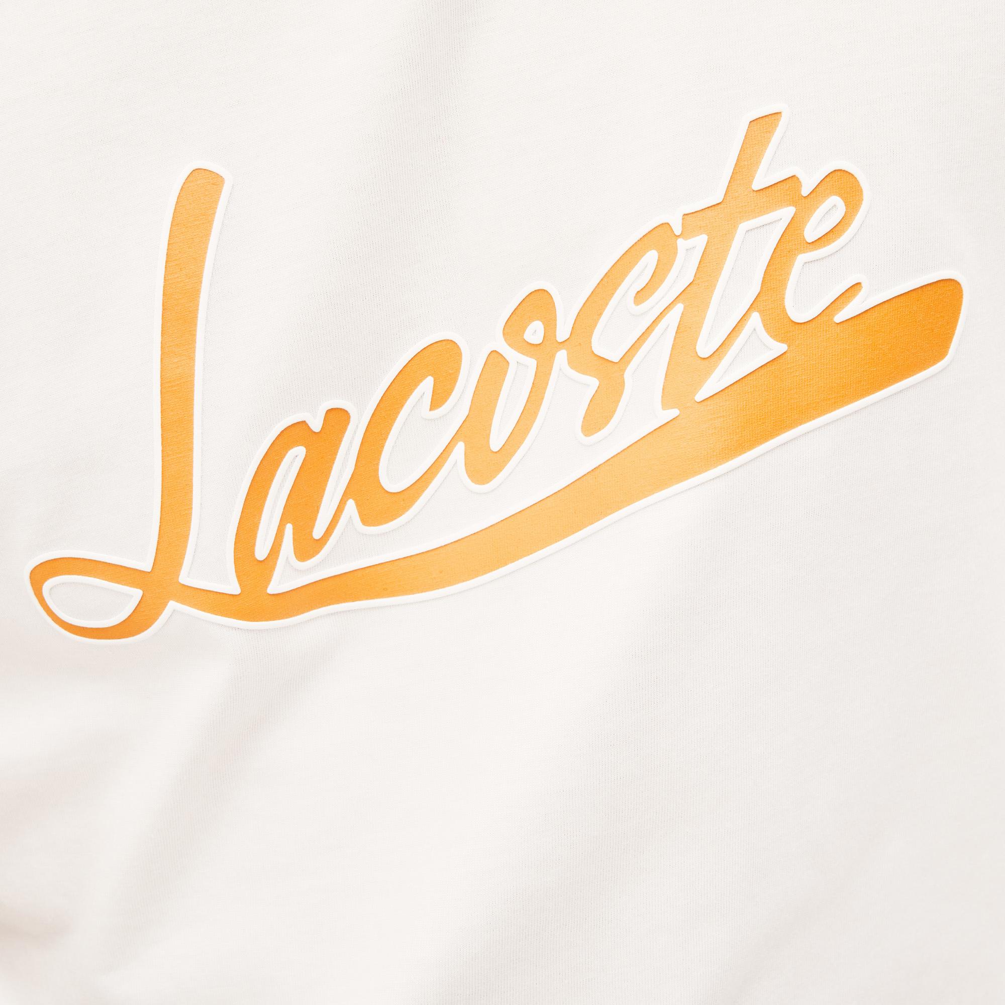 Lacoste Lacoste Erkek Regular Fit Bisiklet Yaka Baskılı Beyaz T-Shirt. 5