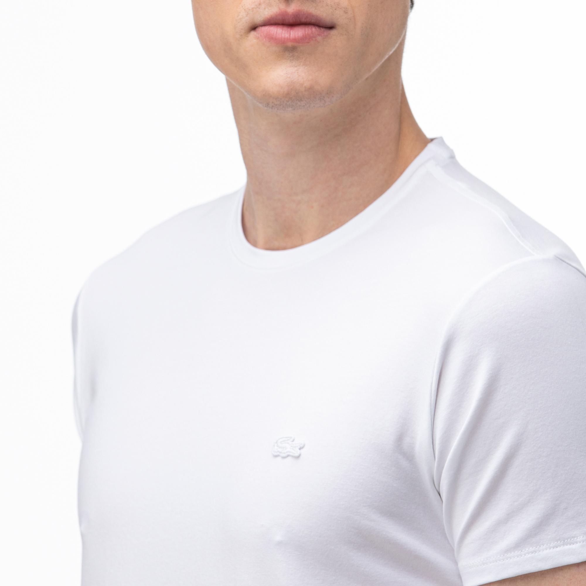 Lacoste Erkek Slim Fit Bisiklet Yaka Beyaz T-Shirt. 6