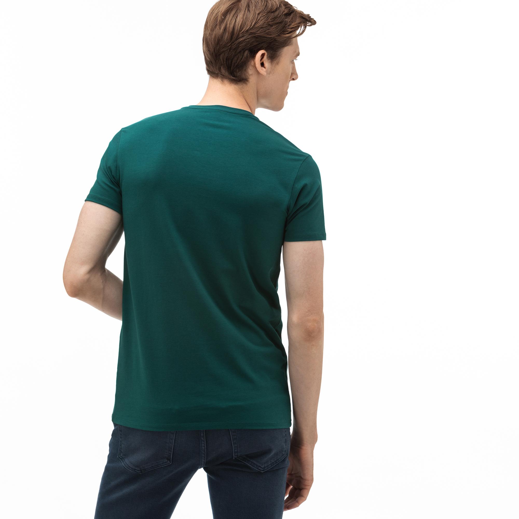 Lacoste Erkek V Yaka Yeşil T-Shirt. 3