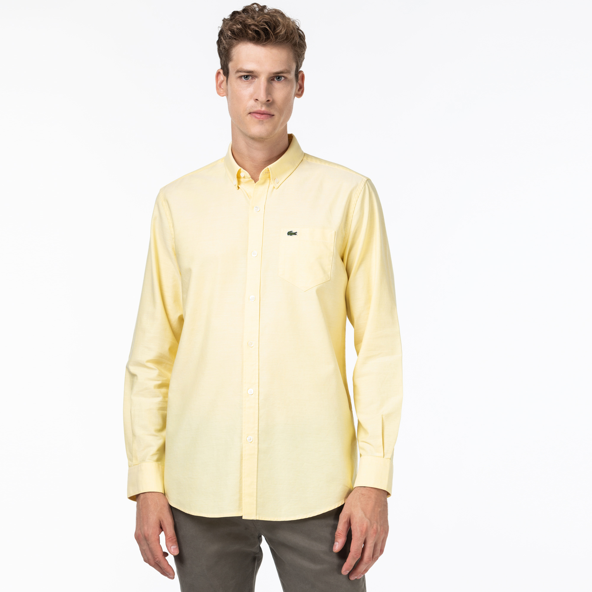 Lacoste Erkek Regular Fit Sarı Gömlek. 1