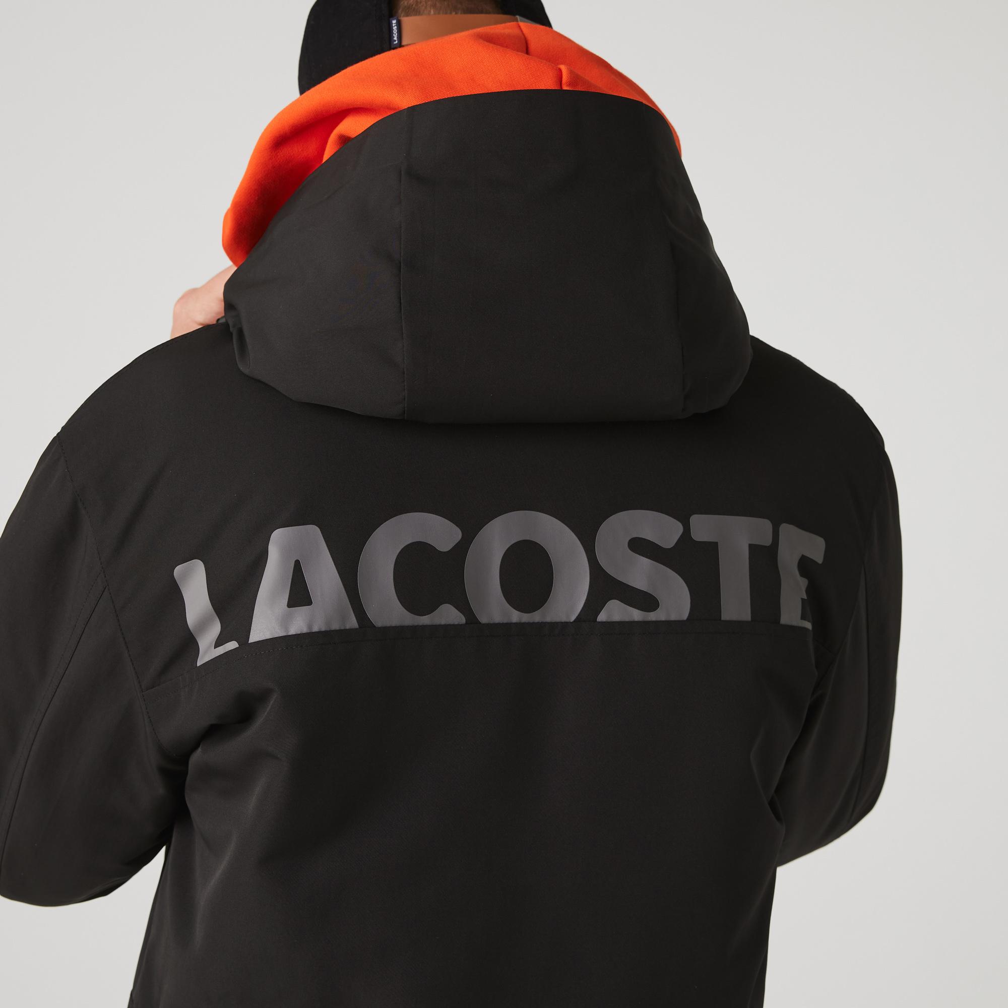 Lacoste Sport Erkek Suya Dayanıklı Baskılı  Kapüşonlu Siyah Mont. 11