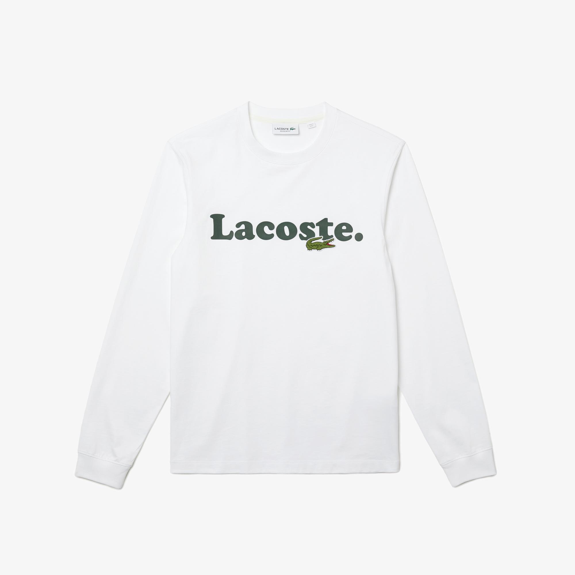 Lacoste Erkek Baskılı Uzun Kollu Beyaz T-Shirt. 6